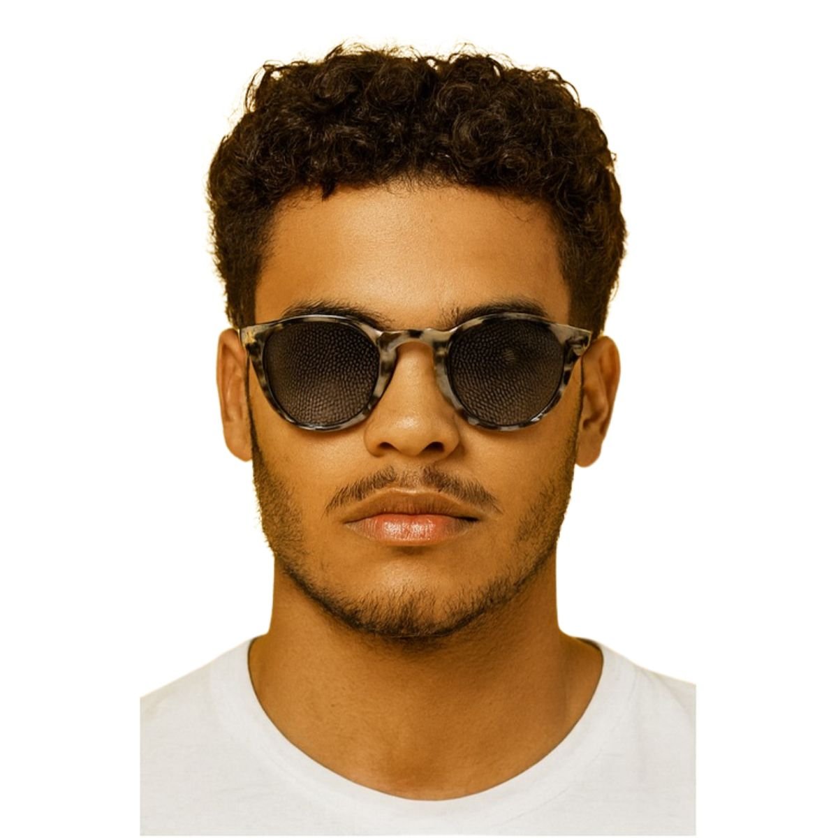Óculos de Sol FMF Masculino Retrô Redondo Tartaruga Estilo Vintage com Lentes UV Preto 2