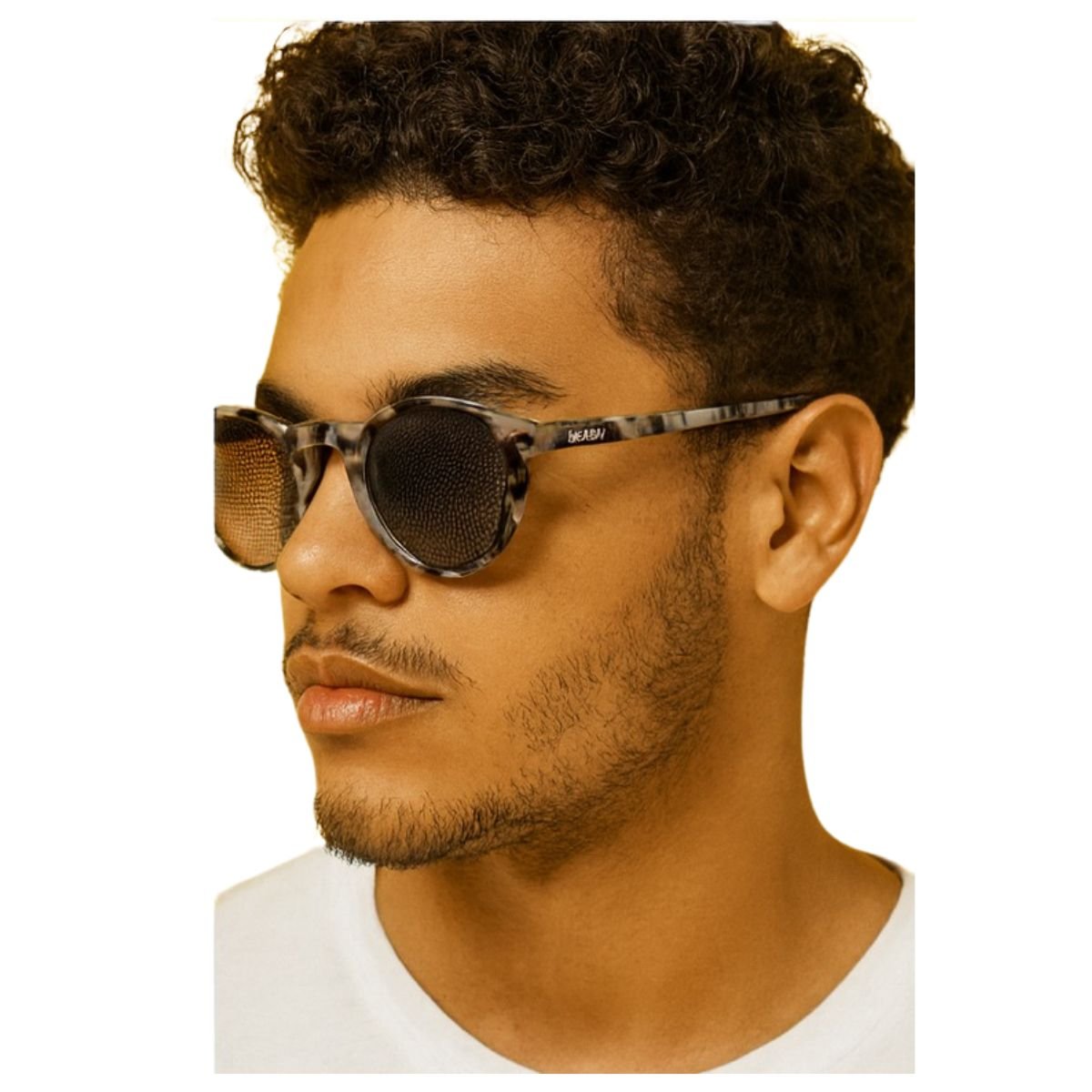 Óculos de Sol FMF Masculino Retrô Redondo Tartaruga Estilo Vintage com Lentes UV Preto 4
