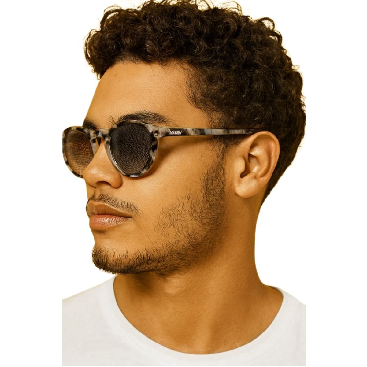 Óculos de Sol FMF Masculino Retrô Redondo Tartaruga Estilo Vintage com Lentes UV Preto 5