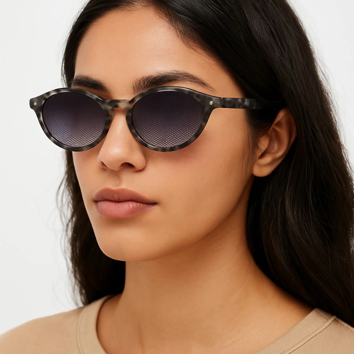 Óculos de Sol Retrô Redondo Tartaruga ? Estilo Vintage com Lentes UV Preto 2