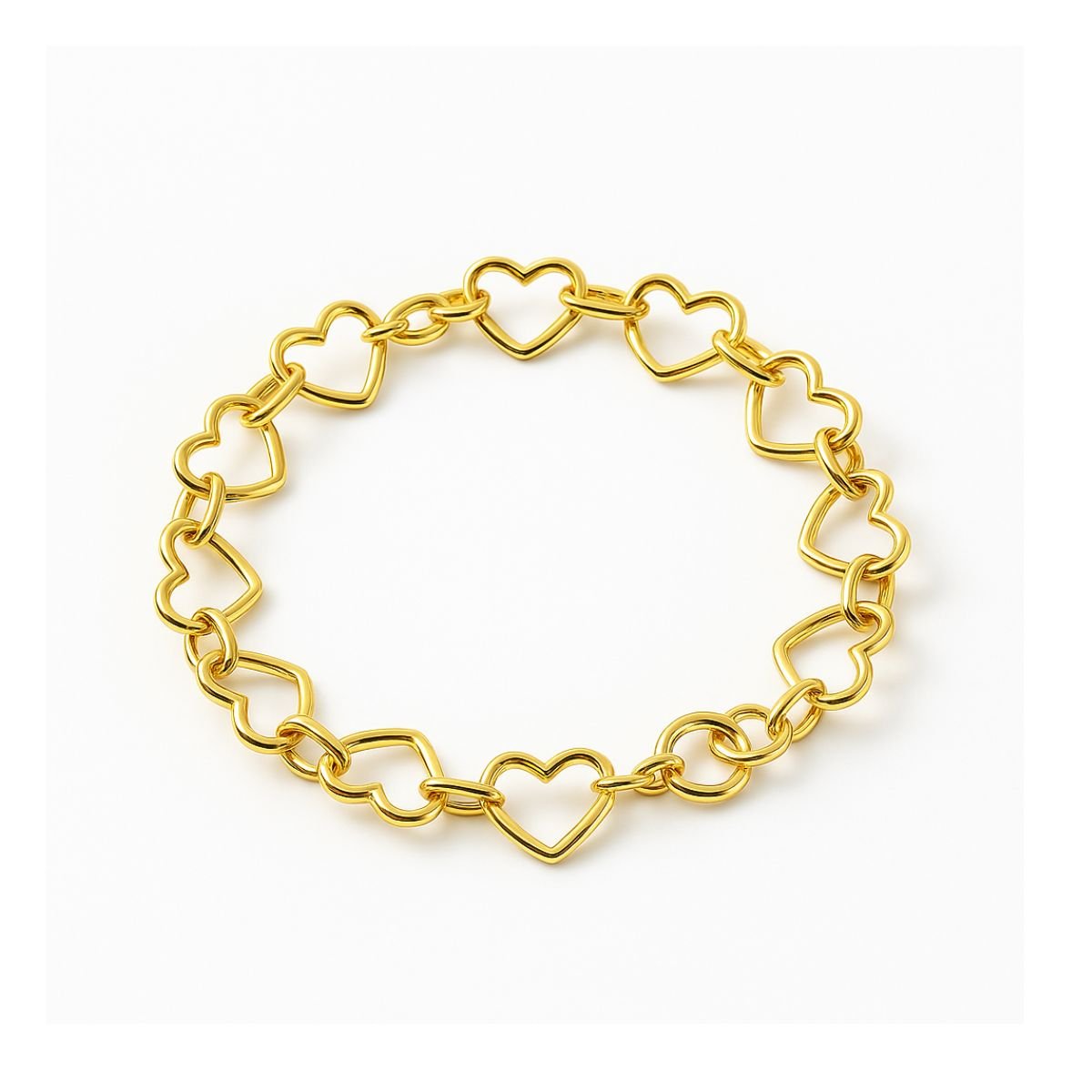 Pulseira Delicada Vih Triny Banhada a Ouro Elos Coração