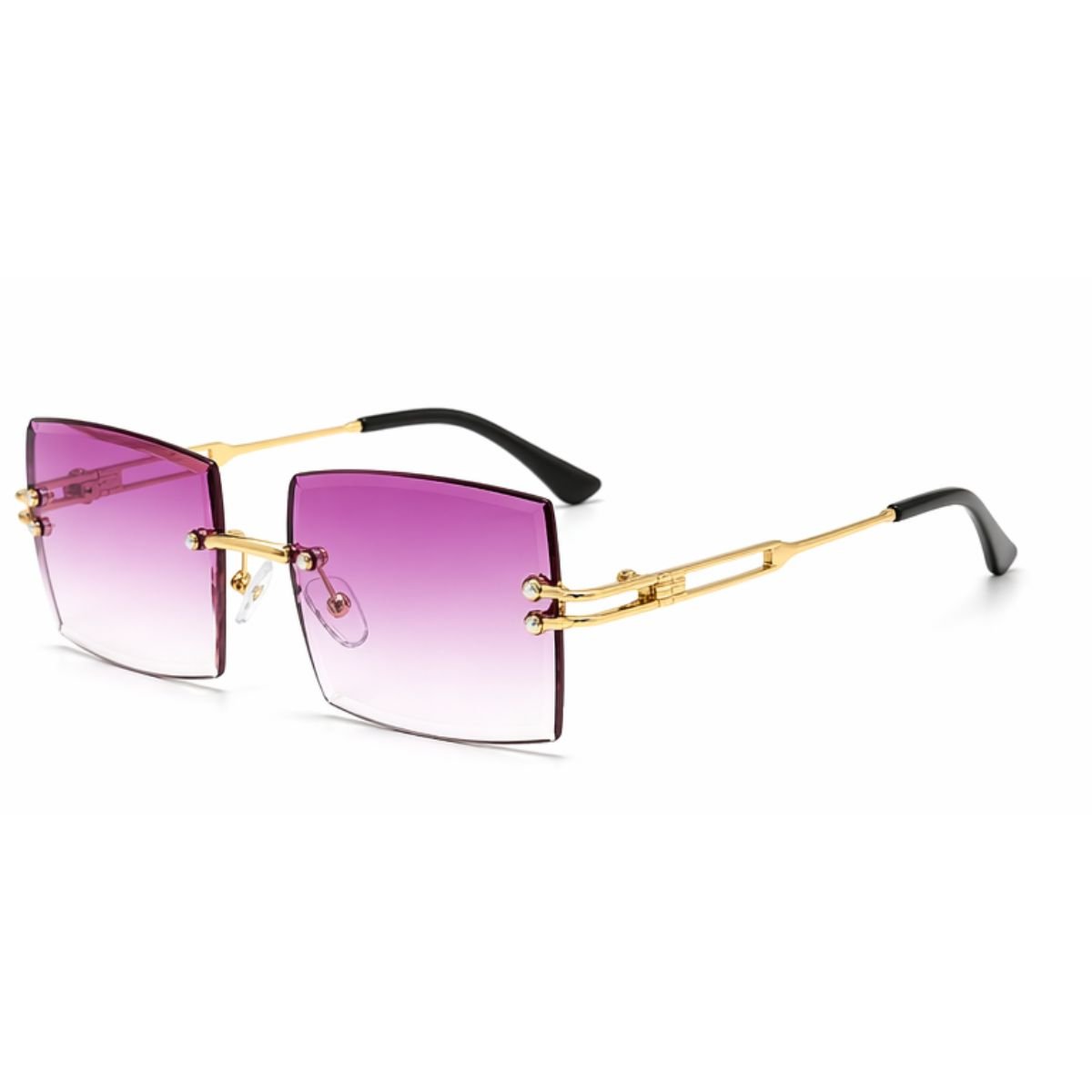 Óculos de Sol Quadrado Retrô Sem Aro Tendencia UV400 Luxo Dourado 2