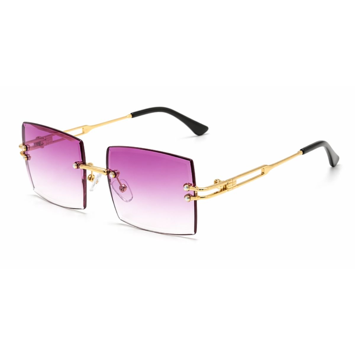 Óculos de Sol Quadrado Retrô Sem Aro Tendencia UV400 Luxo Dourado 3