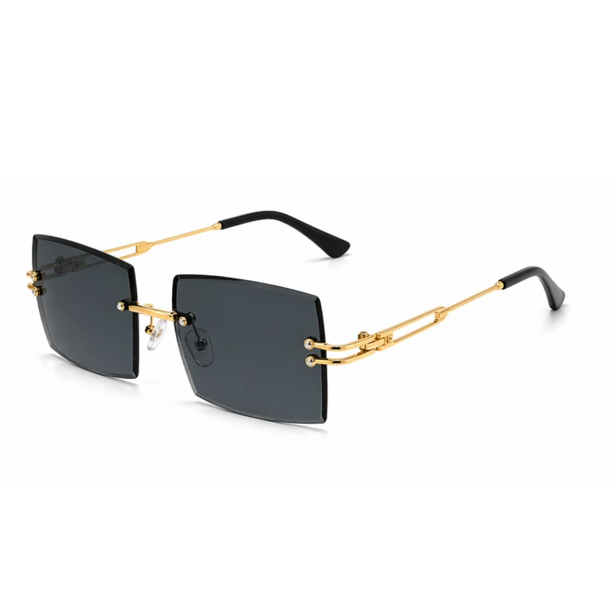 Óculos de Sol Quadrado Retrô Sem Aro Tendencia UV400 Luxo Preto 3