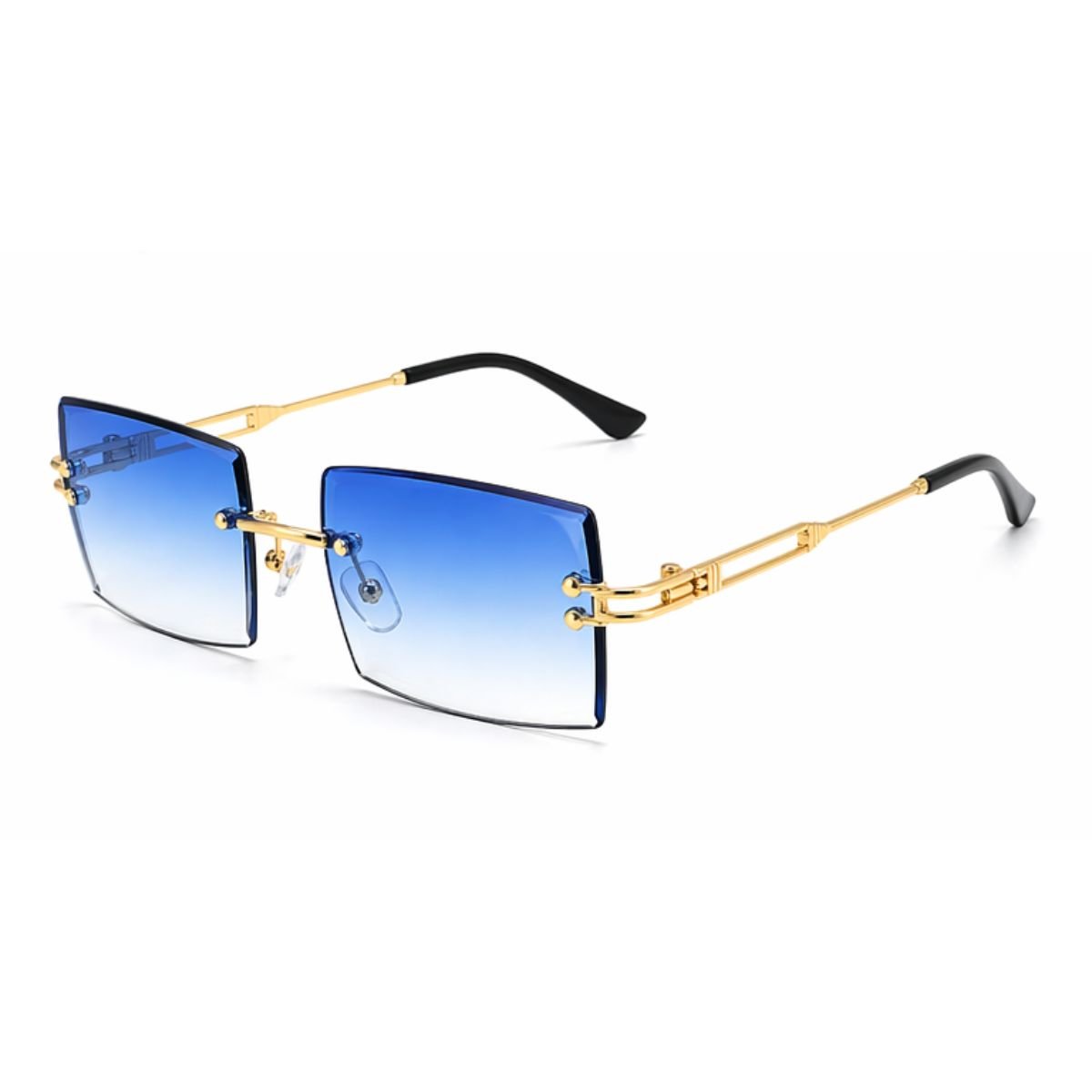 Óculos de Sol Quadrado Retrô Sem Aro Tendencia UV400 Luxo Azul 2