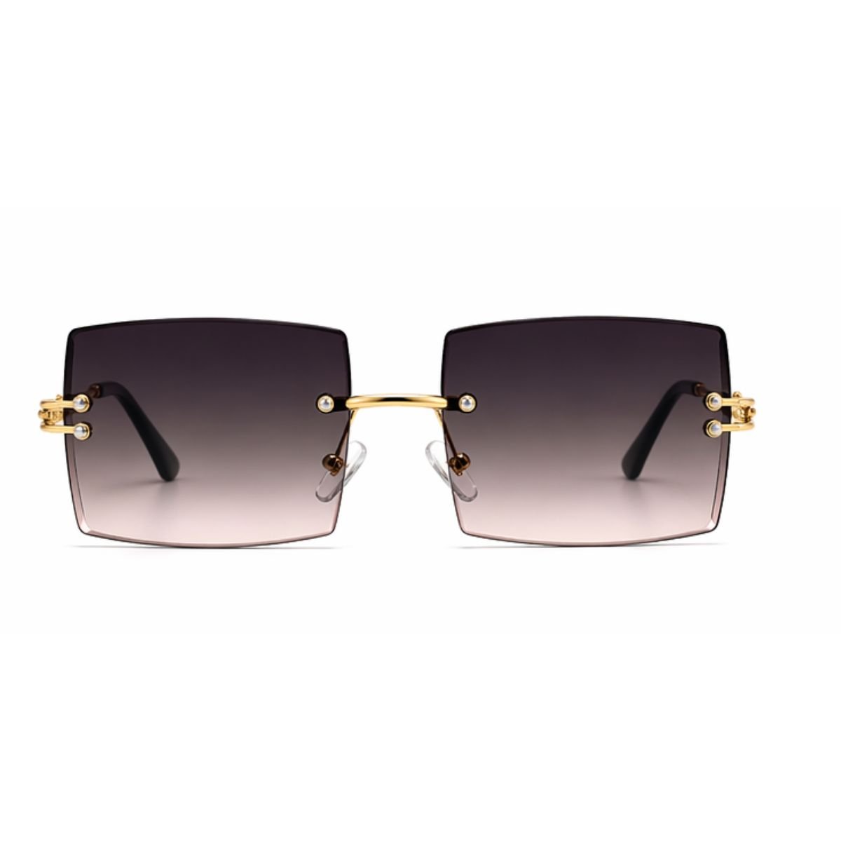 Óculos de Sol Quadrado Retrô Sem Aro Tendencia UV400 Luxo Dourado 2