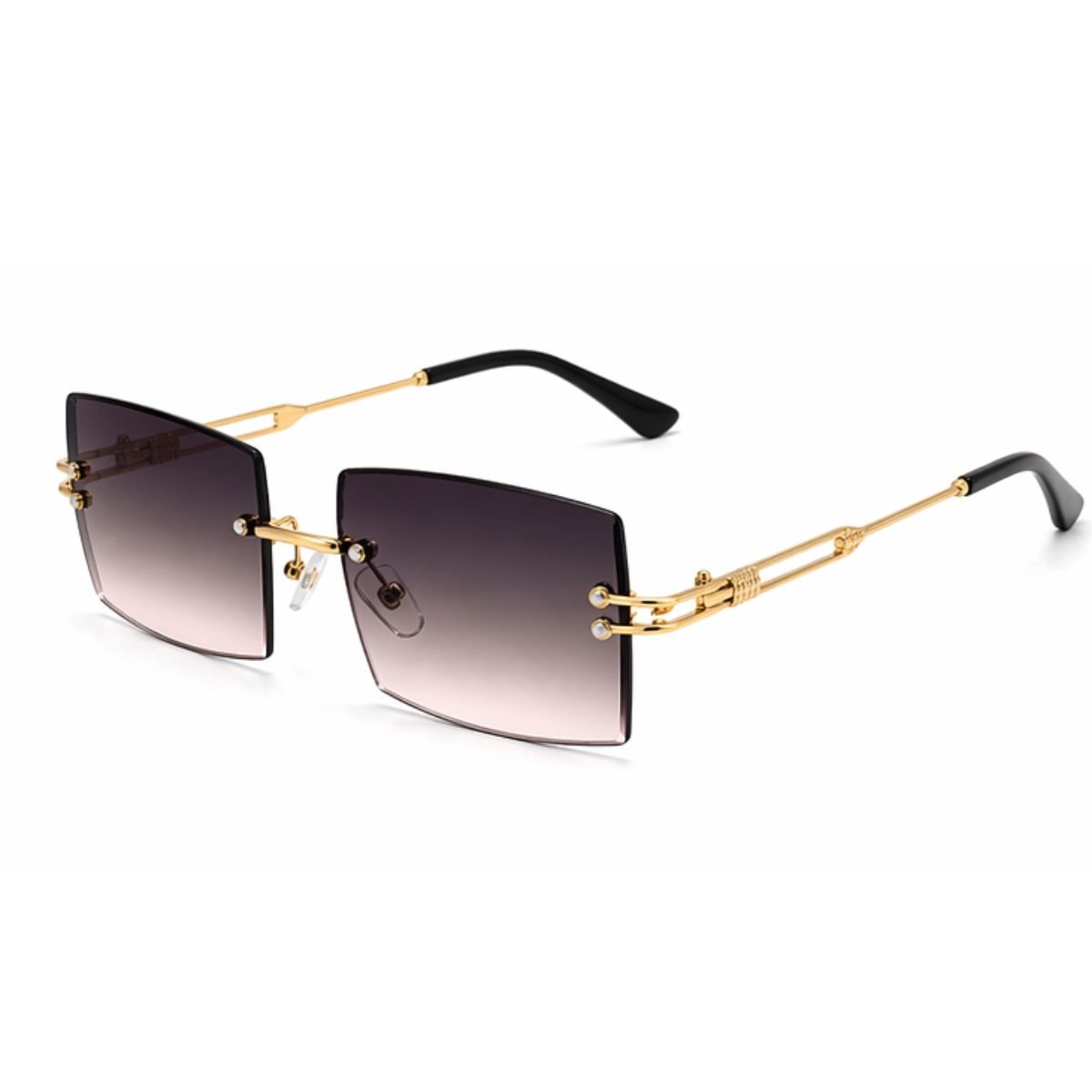 Óculos de Sol Quadrado Retrô Sem Aro Tendencia UV400 Luxo Dourado 3