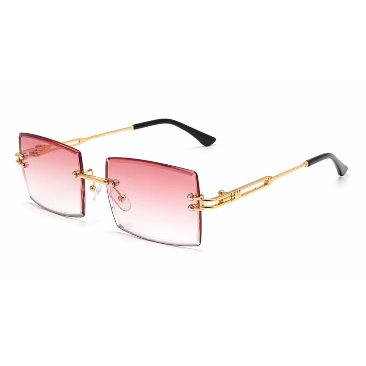 Óculos de Sol Quadrado Retrô Sem Aro Tendencia UV400 Luxo Rosa 2