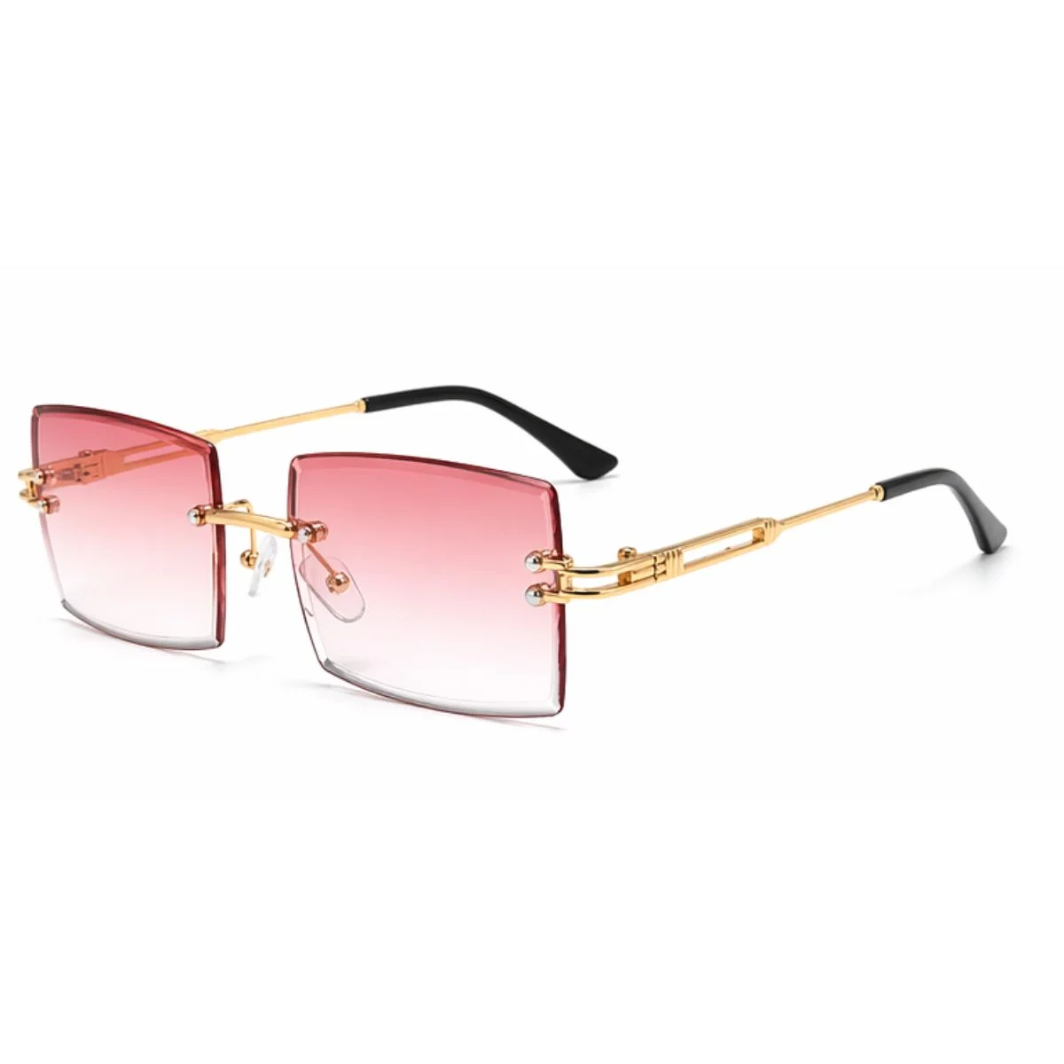 Óculos de Sol Quadrado Retrô Sem Aro Tendencia UV400 Luxo Rosa 3