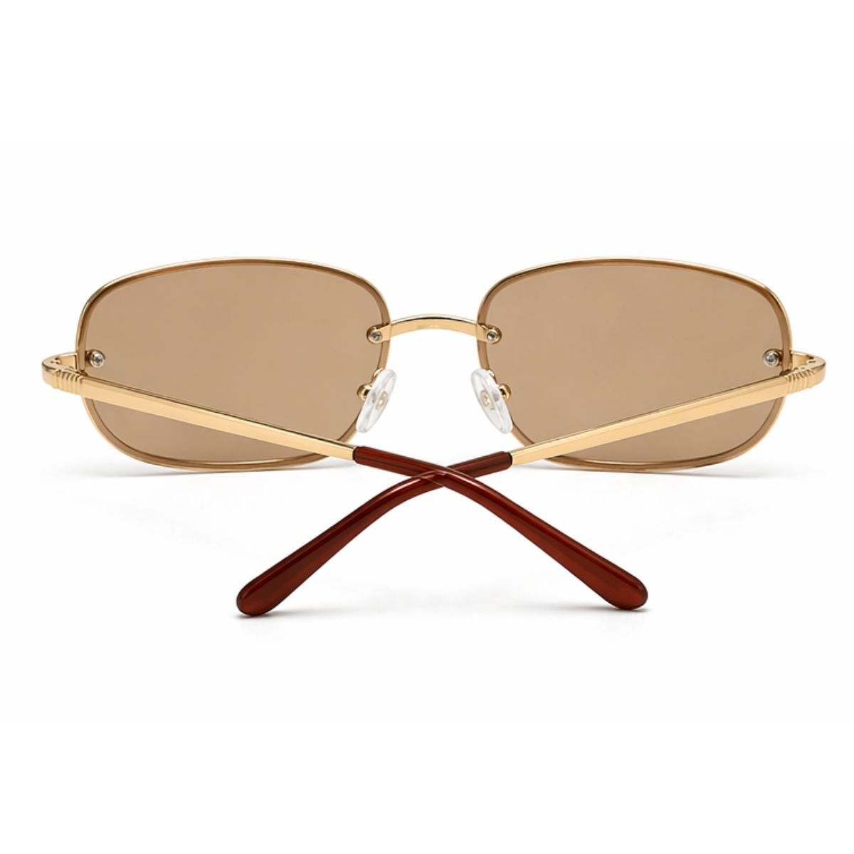 Óculos de Sol Retrô Virginia Metal Dourado Vintage Premium UV400 Marrom 2