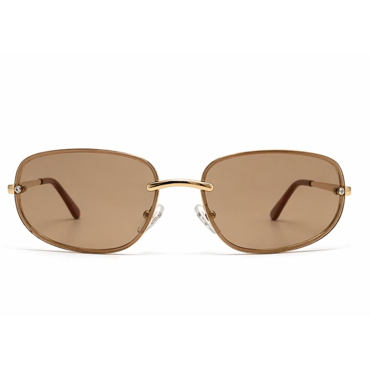 Óculos de Sol Retrô Virginia Metal Dourado Vintage Premium UV400 Marrom 3