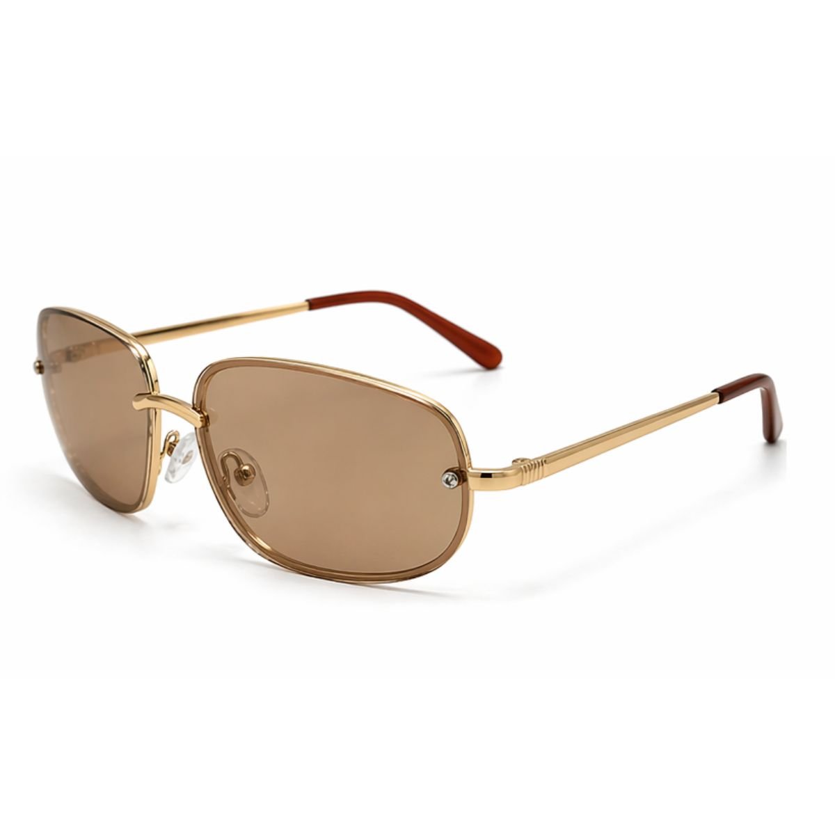Óculos de Sol Retrô Virginia Metal Dourado Vintage Premium UV400 Marrom 4