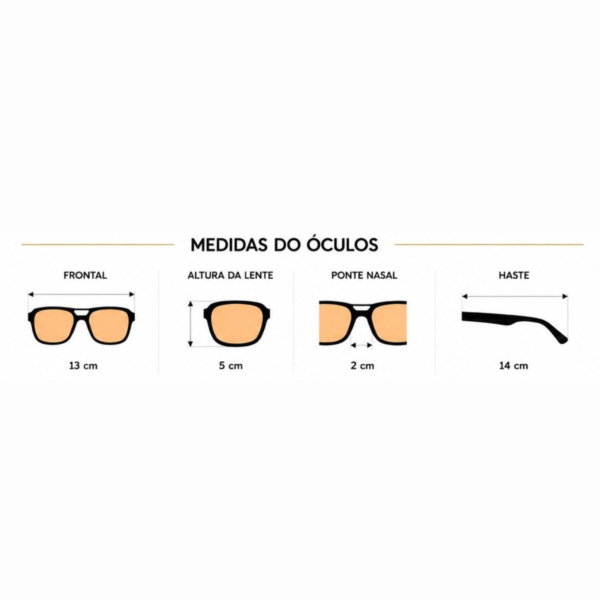 Óculos de Sol Masculino e Feminino Aviador Quadrado Laranja 5