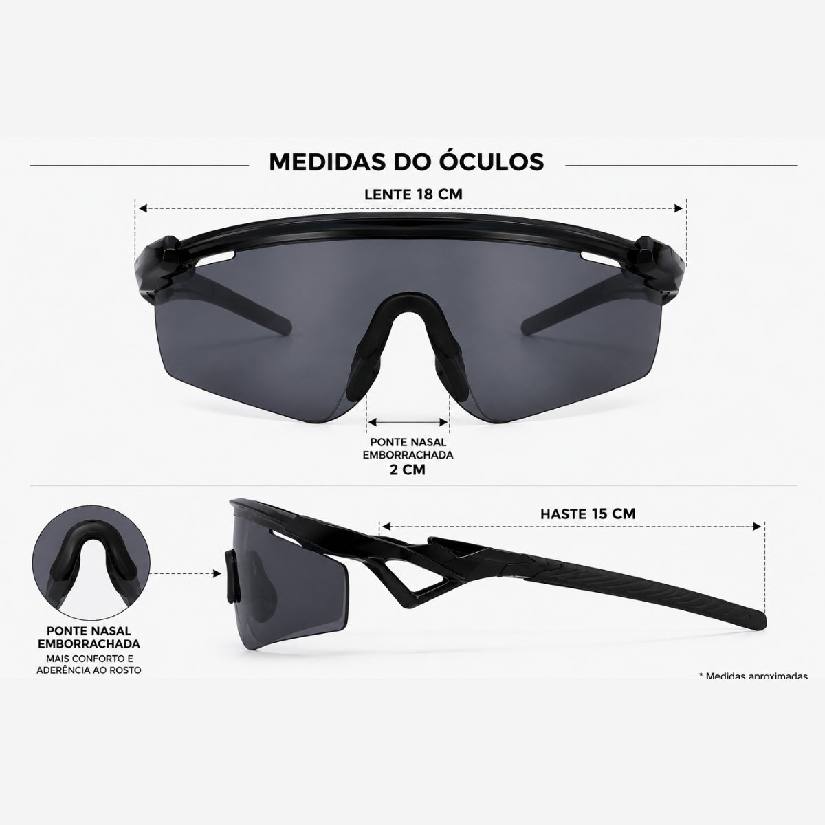 Óculos Esportivo Masculino Feminino Bike Ciclismo Running Cinza 4