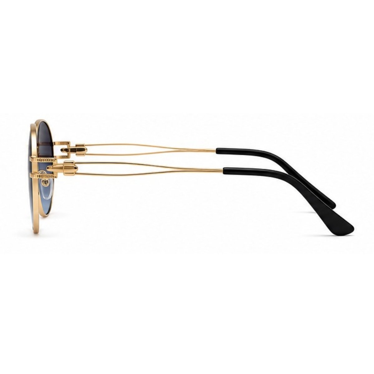 Óculos de Sol Redondo Retrô Vintage Proteção UV Dourado 2