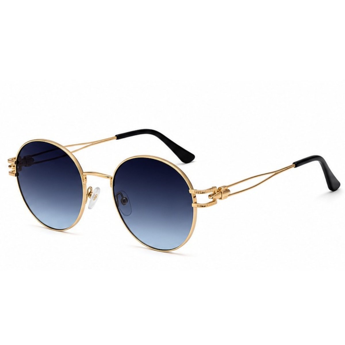 Óculos de Sol Redondo Retrô Vintage Proteção UV Dourado 3