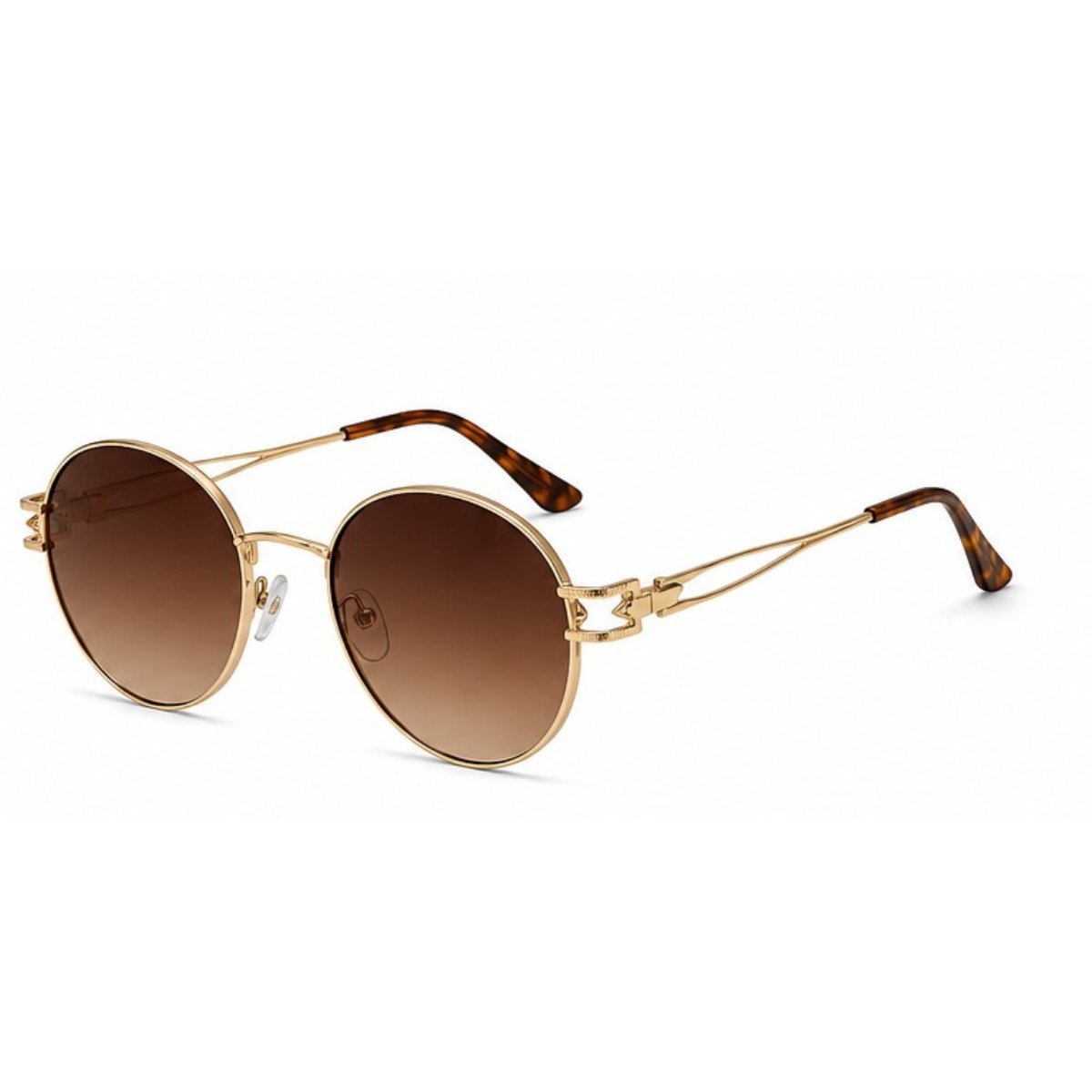 Óculos de Sol Redondo Retrô Vintage Proteção UV Dourado 3