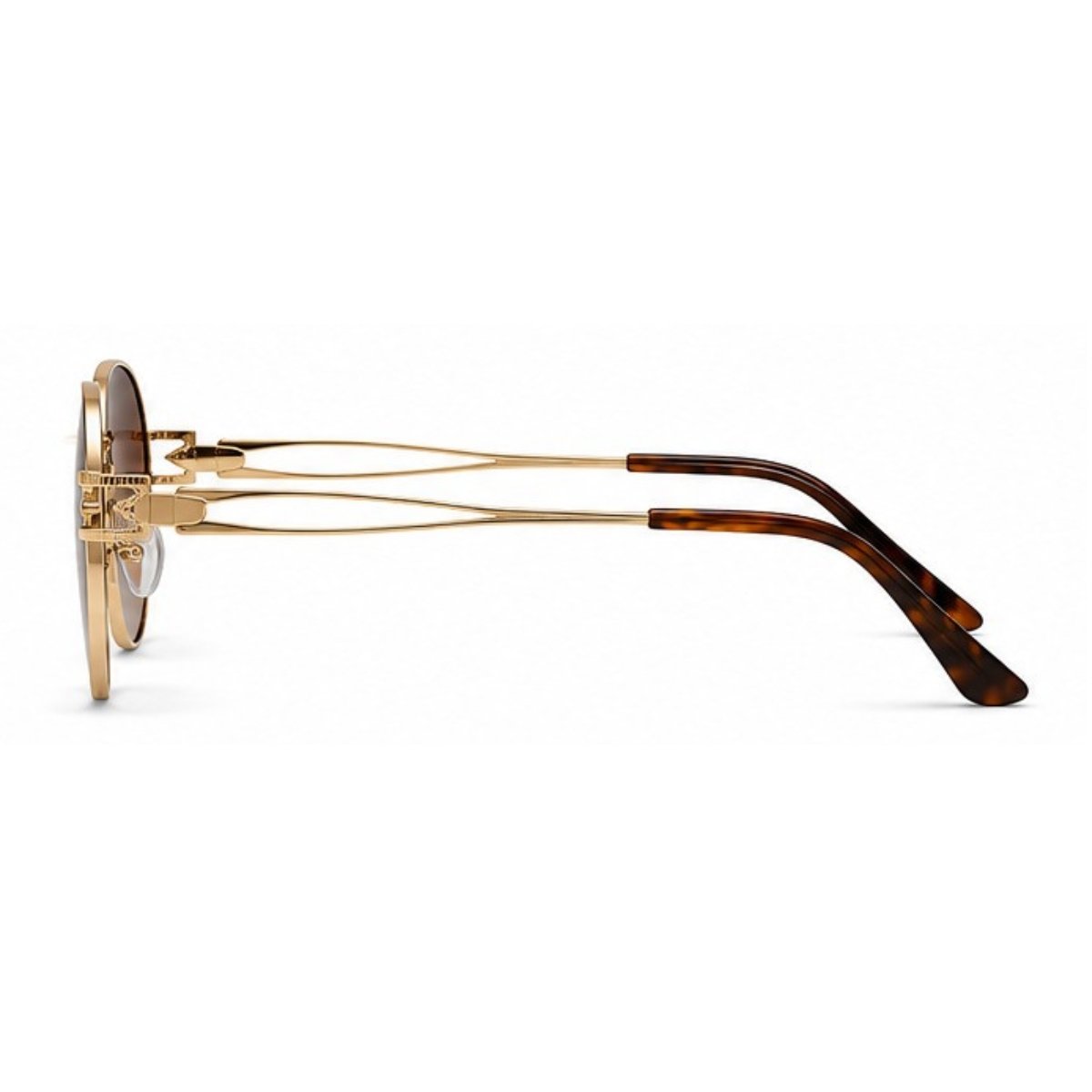 Óculos de Sol Redondo Retrô Vintage Proteção UV Dourado 4