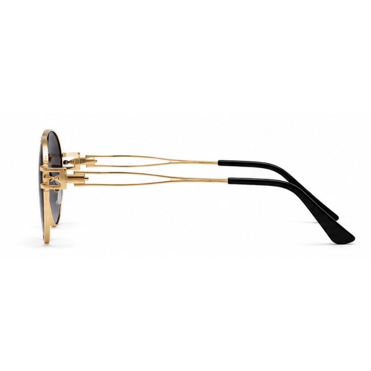 Óculos de Sol Redondo Retrô Vintage Proteção UV Dourado 4