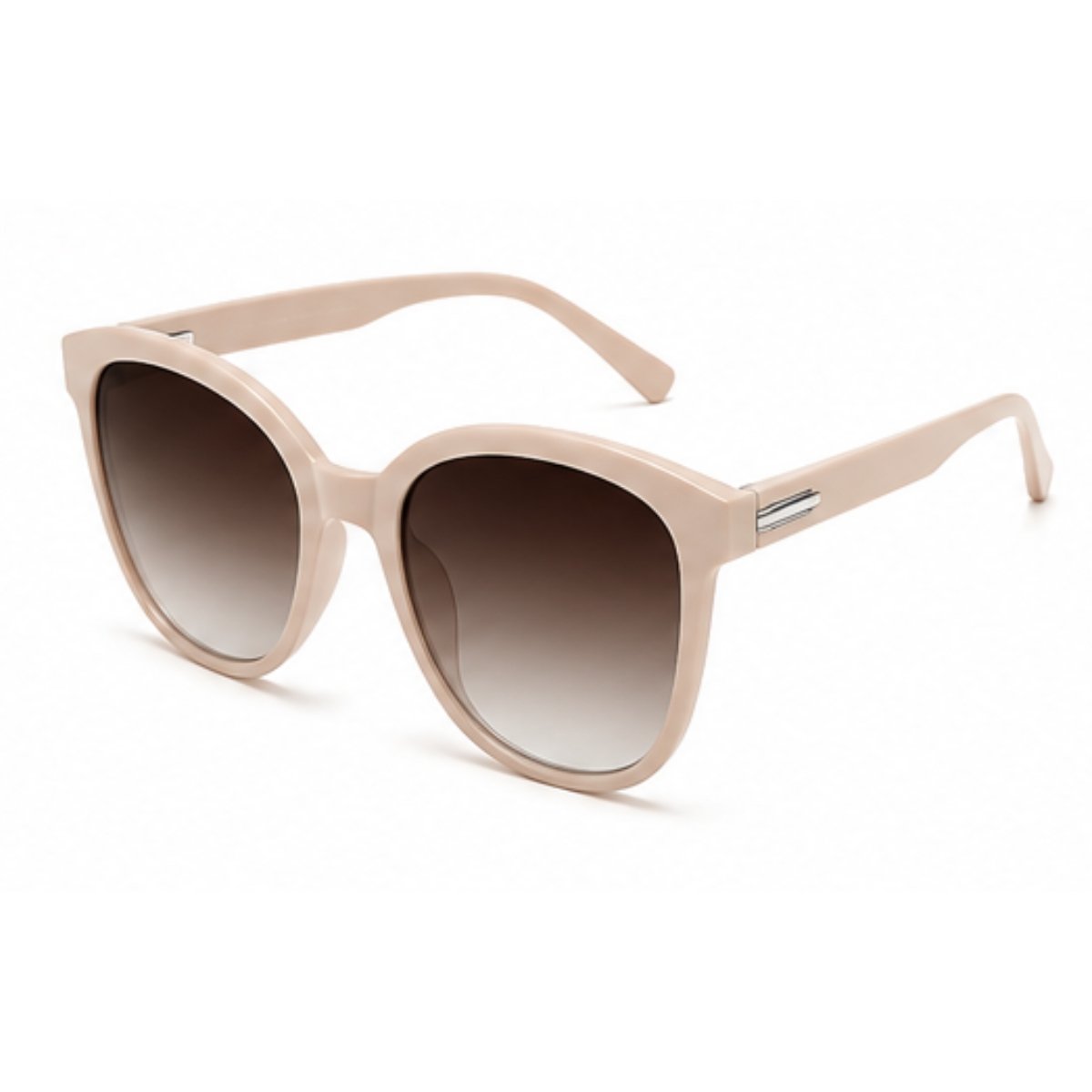 Óculos de Sol Feminino Oversize Redondo Fashion UV400 Bege 3