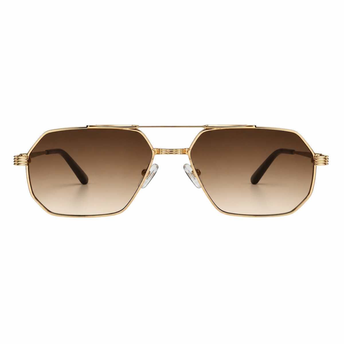 Óculos de Sol Unissex Aviador Geométrico Moderno Dourado 2
