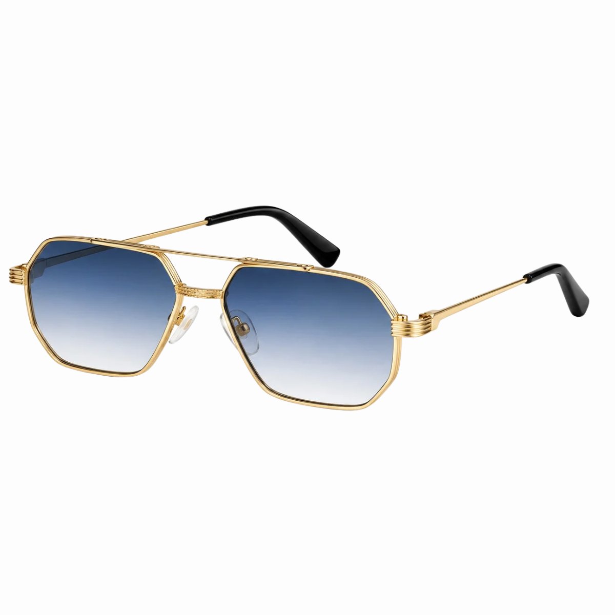 Óculos de Sol Unissex Aviador Geométrico Lente Degradê Dourado 3