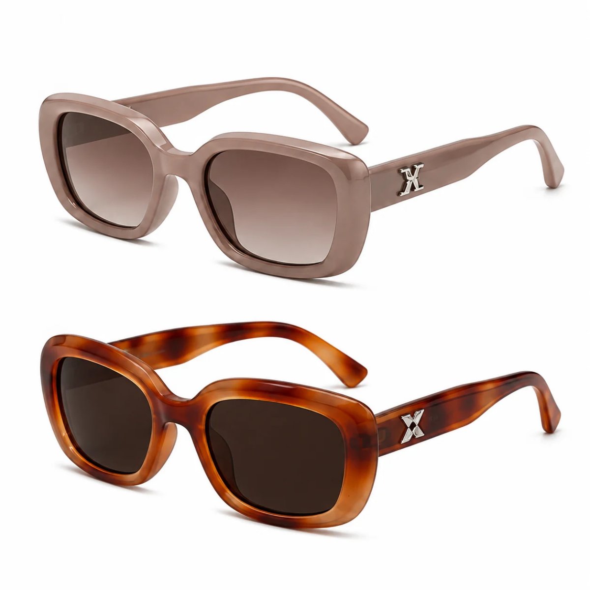 Kit 2 Óculos de Sol Feminino Quadrado Retrô Vintage Moderno Elegante Fashion