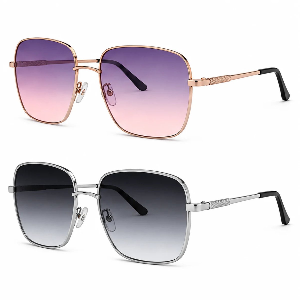 Kit 2 Óculos de Sol Feminino Quadrado Oversized Luxo Fashion