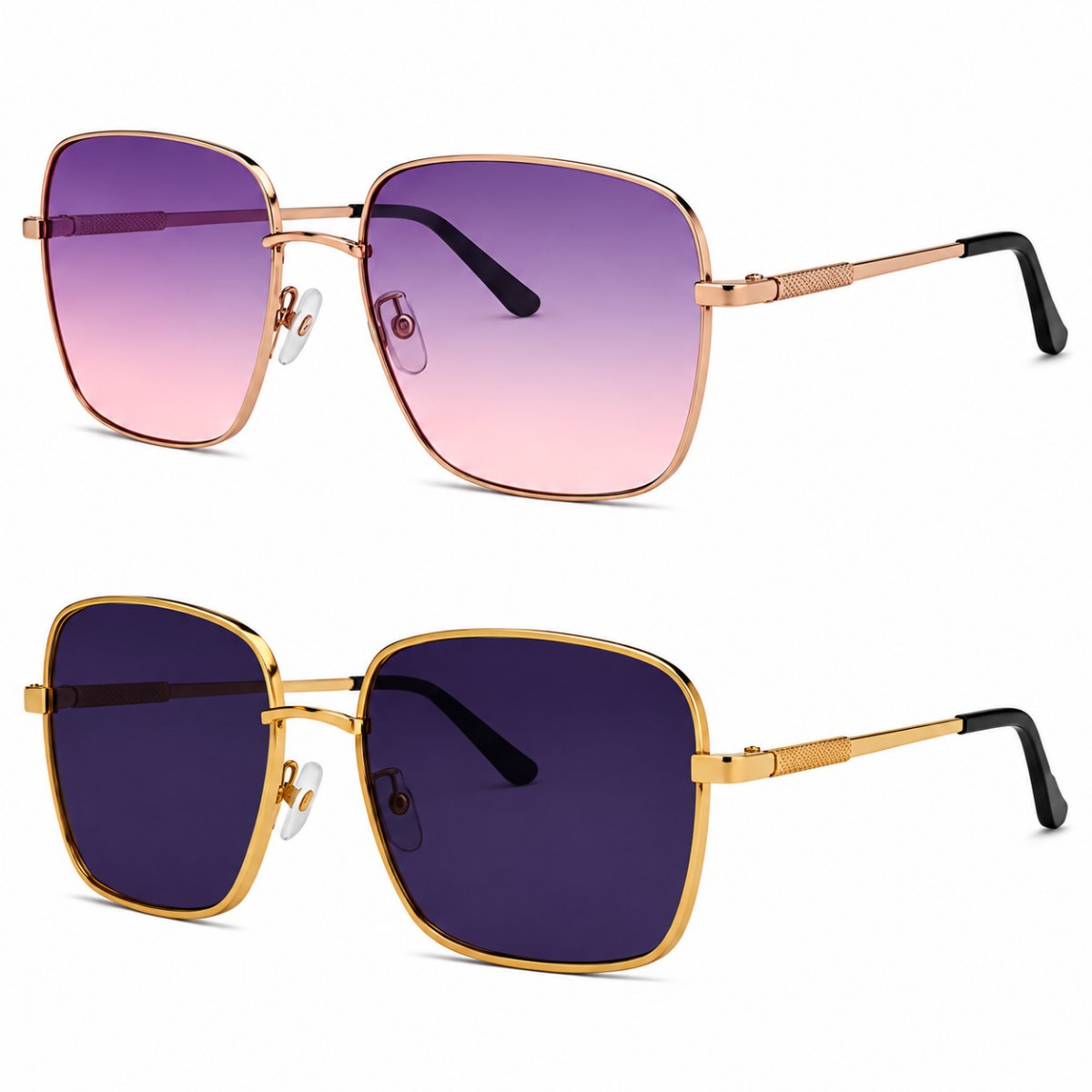 Kit 2 Óculos de Sol Feminino Quadrado Oversized Luxo Fashion