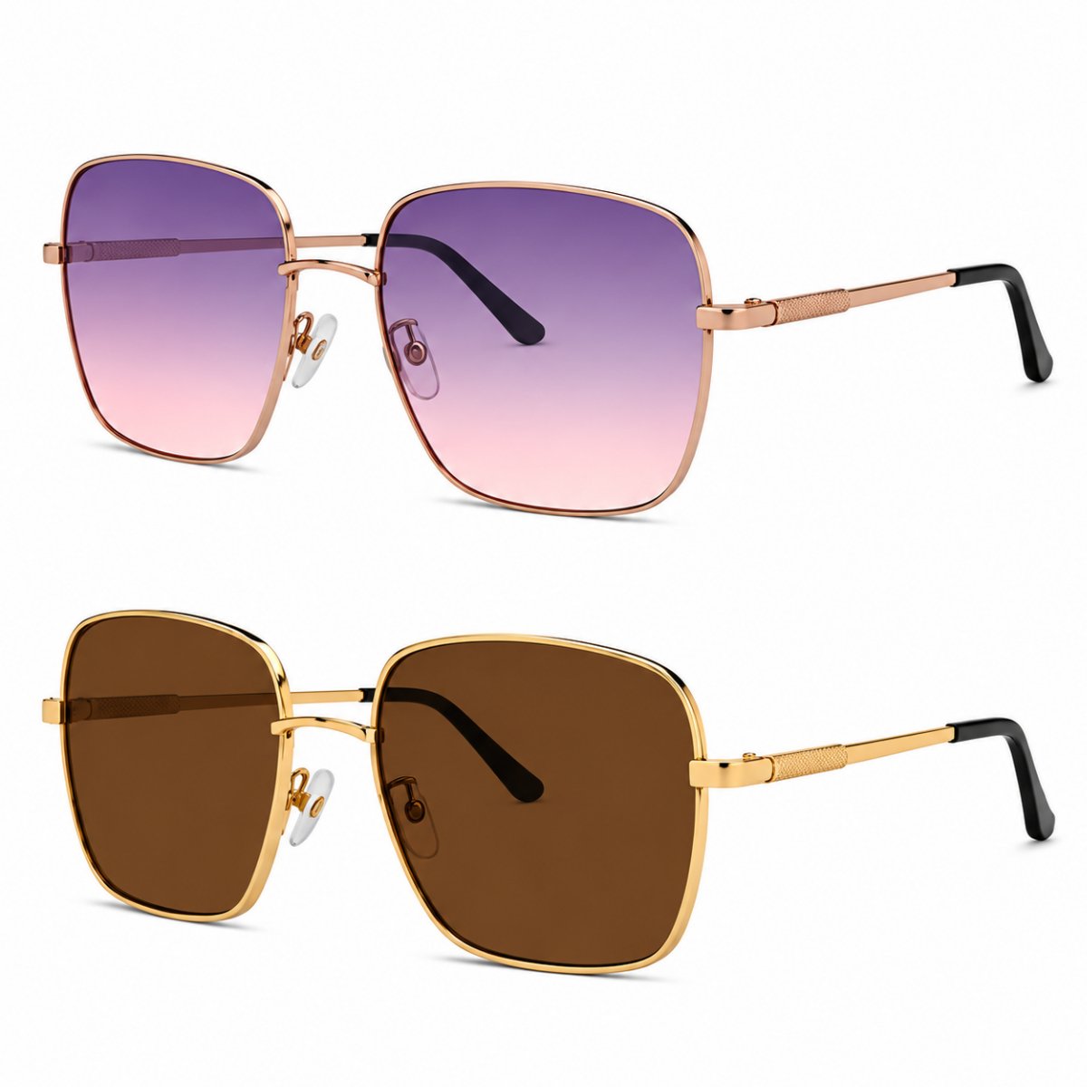 Kit 2 Óculos de Sol Feminino Quadrado Oversized Luxo Fashion