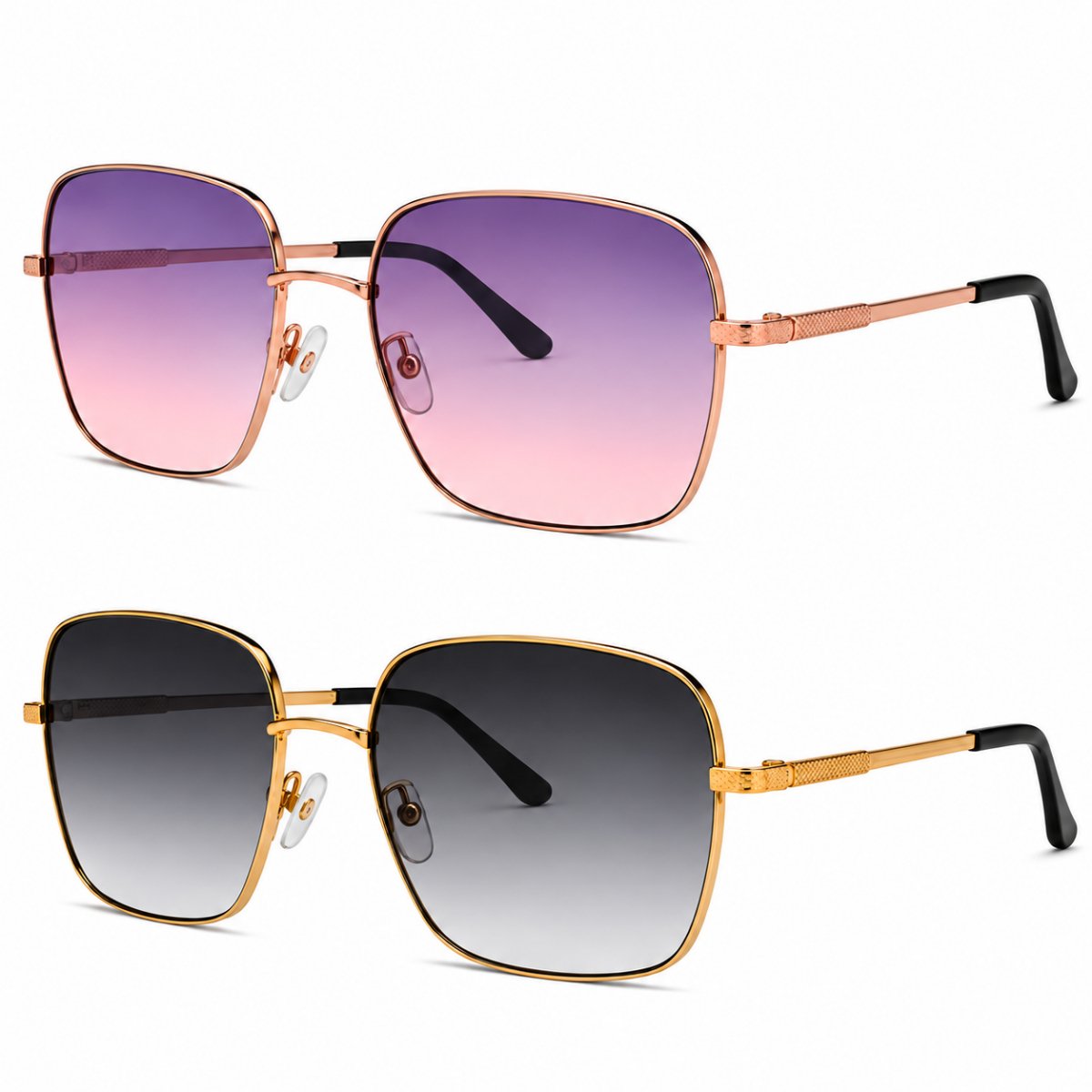 Kit 2 Óculos de Sol Feminino Quadrado Oversized Luxo Fashion