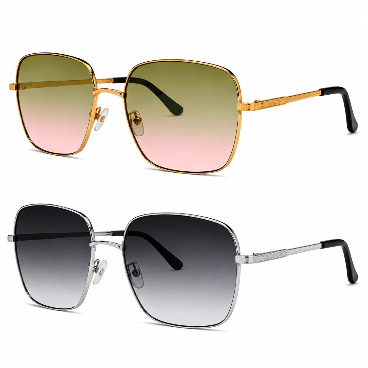 Kit 2 Óculos de Sol Feminino Quadrado Oversized Luxo Fashion