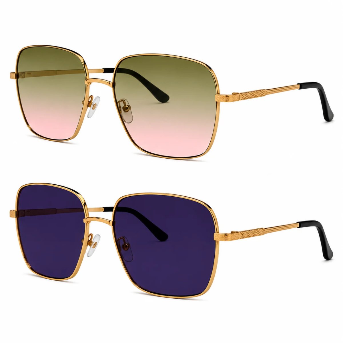 Kit 2 Óculos de Sol Feminino Quadrado Oversized Luxo Fashion
