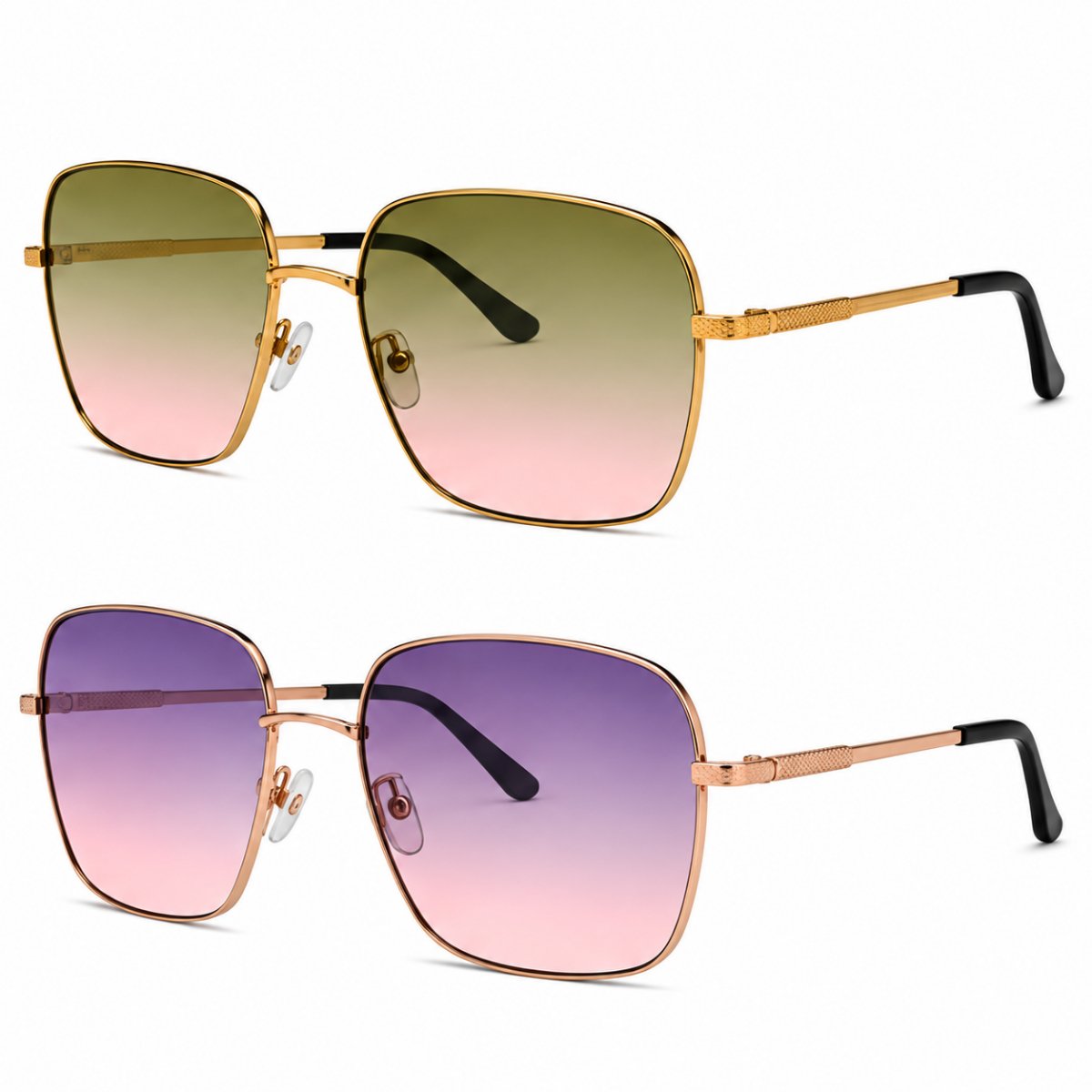 Kit 2 Óculos de Sol Feminino Quadrado Oversized Luxo Fashion