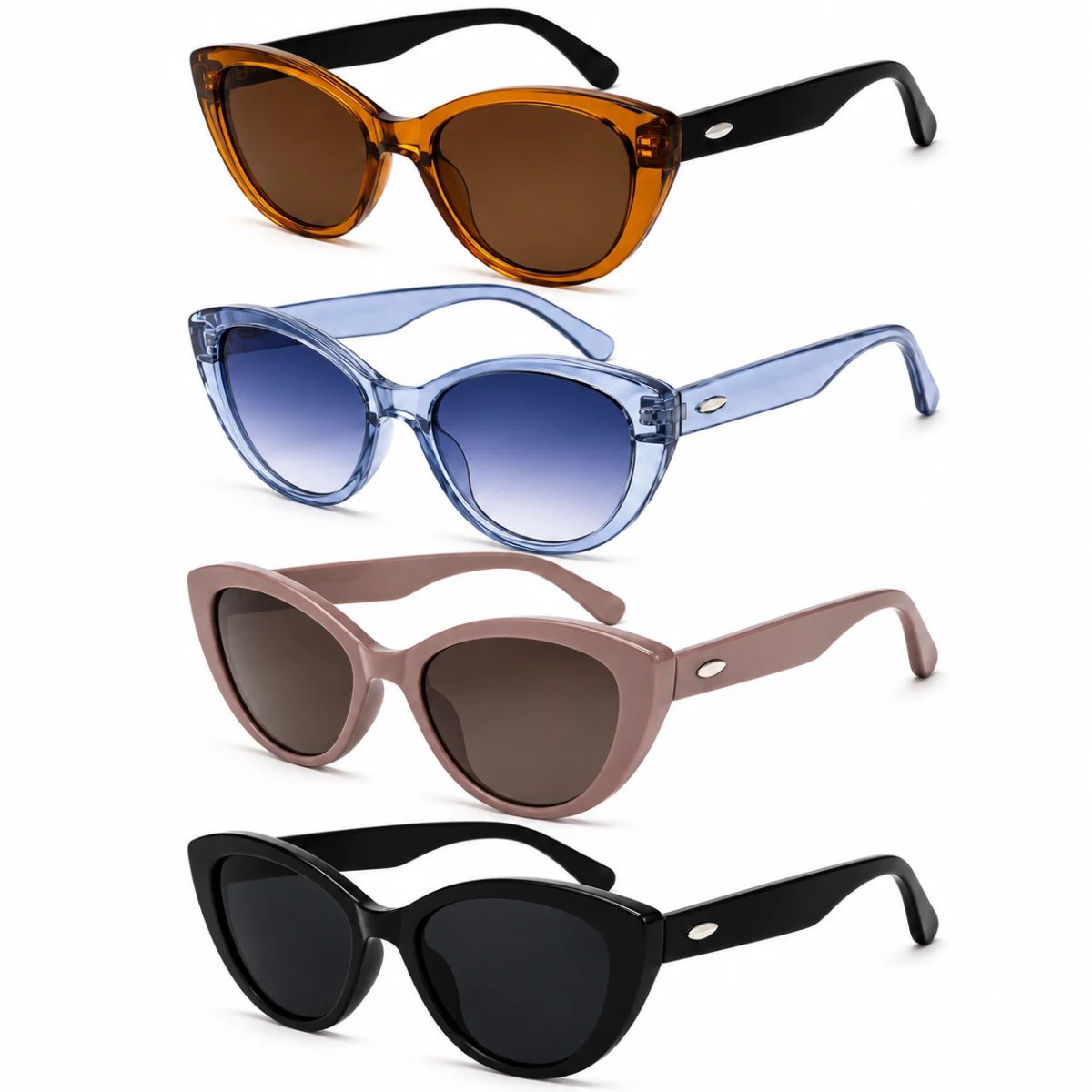 Kit 4 Óculos de Sol Feminino Gatinho Vintage Retrô Fashion Lentes Degradê