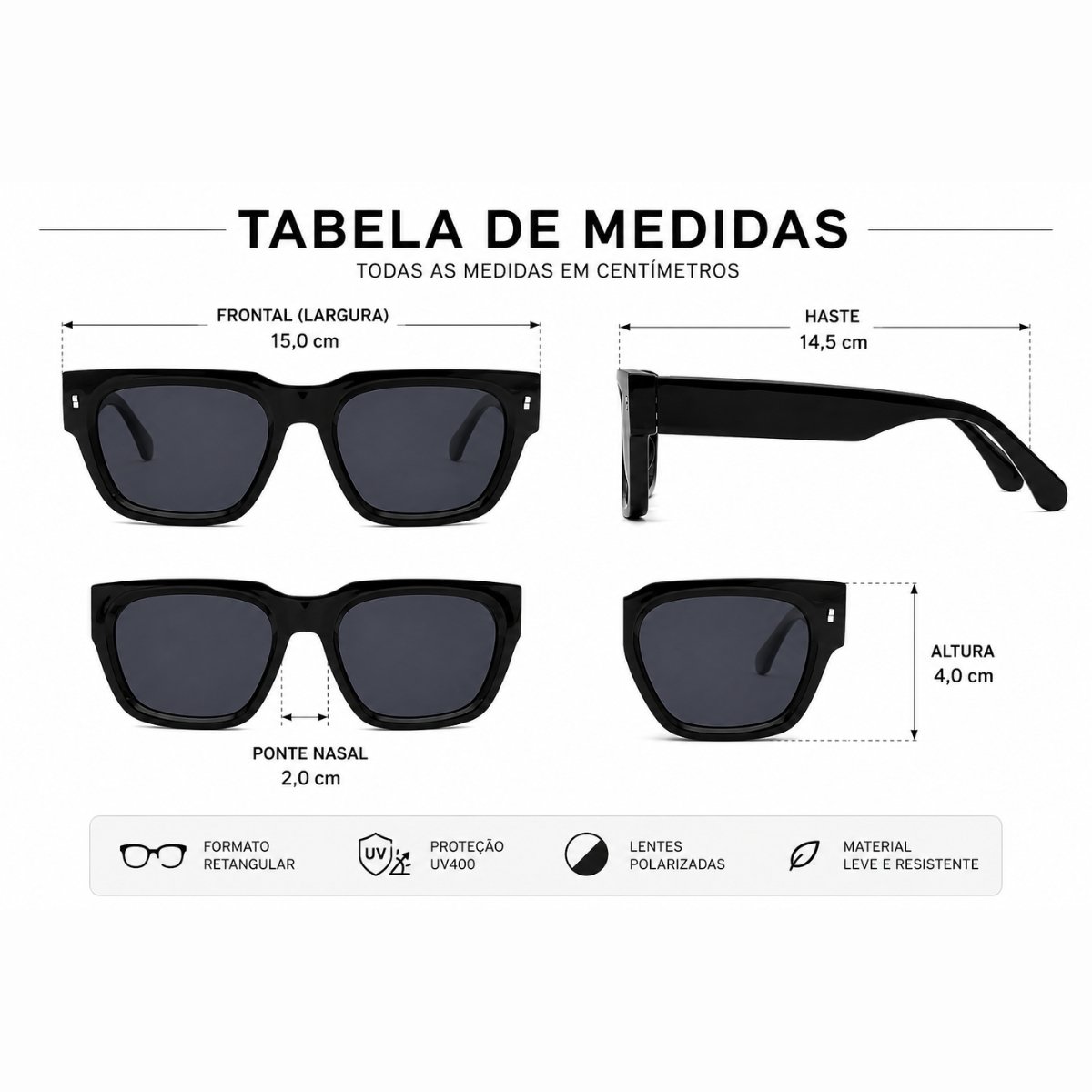 Kit 2 Óculos de Sol Unissex Quadrado Moderno Lente Degradê Estiloso Multicores 6