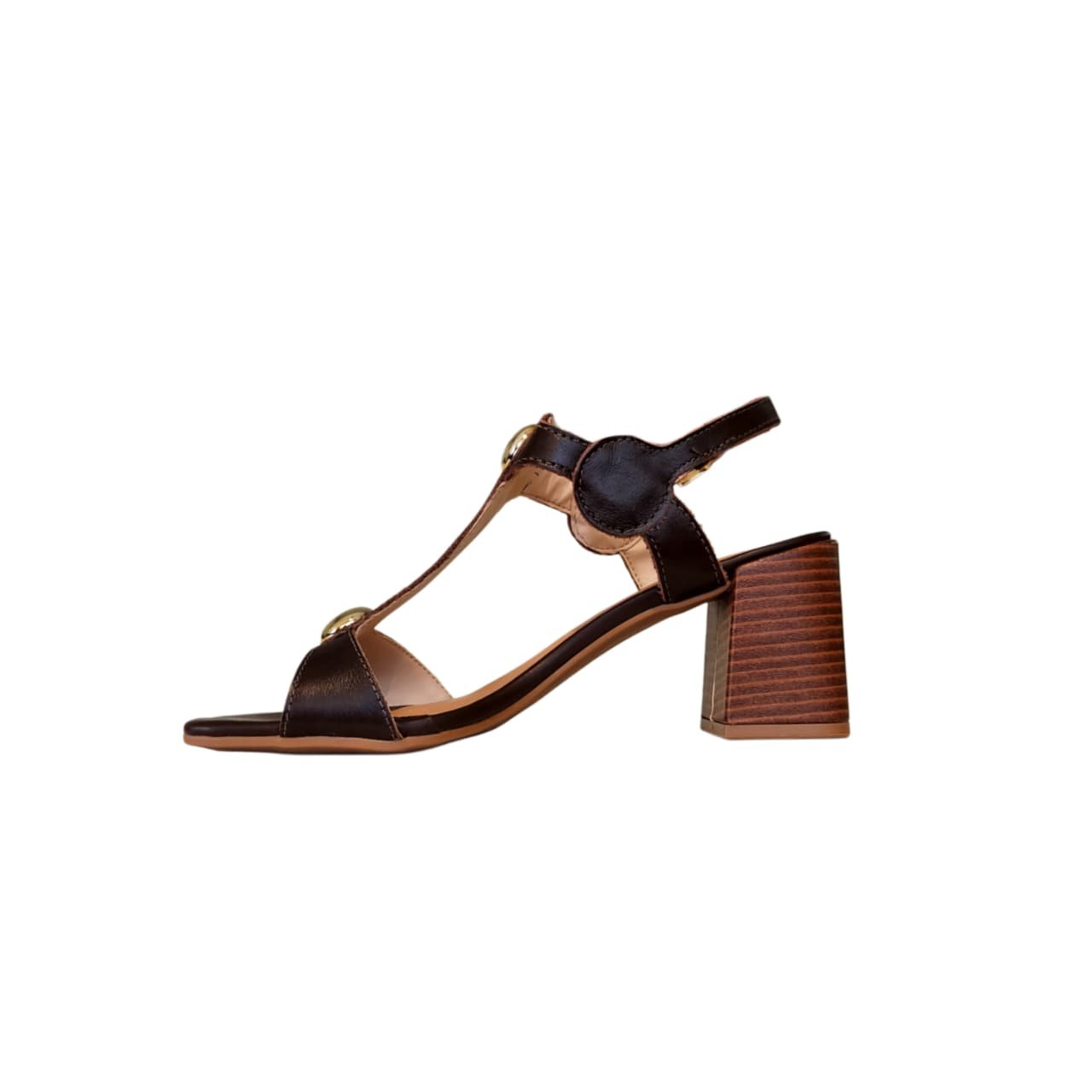 Ramarim Sandalia Feminina em Couro Salto Bloco 6,5 cm Ref. 2553203 Marrom 3