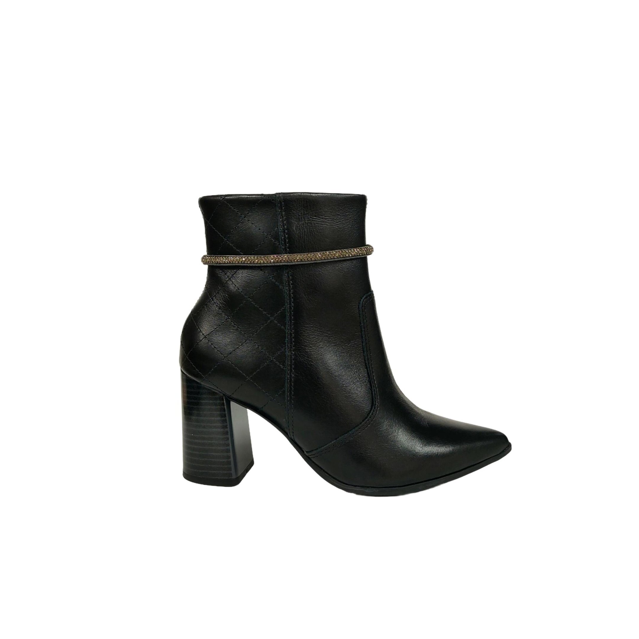 Ramarim Bota Cano Curto em Couro Salto 7,5 cm Ref. 2468102