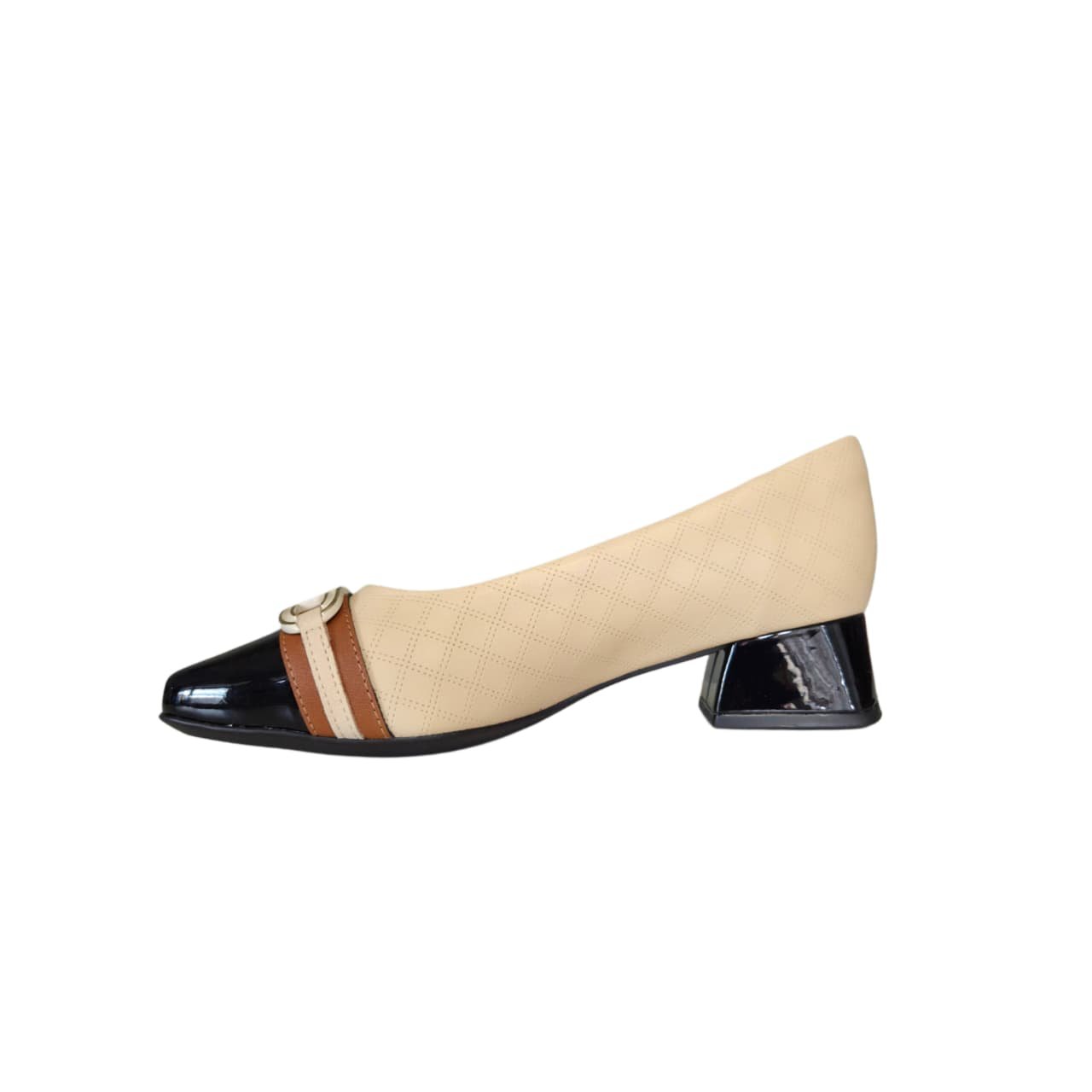 Piccadilly Sapato Feminino Salto Bloco 4 Cm Ref. 160106 Bege 3
