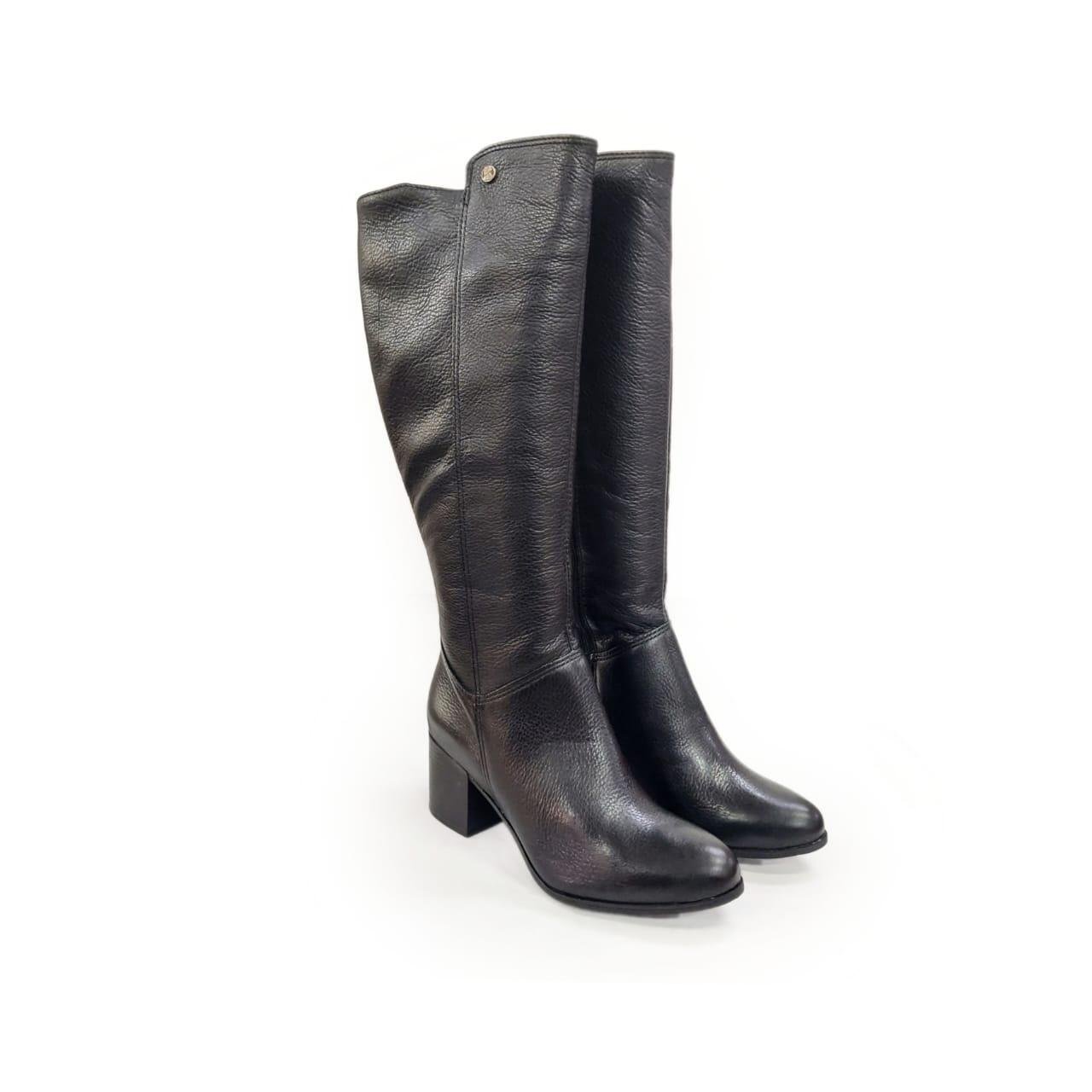 Bottero Bota Cano Longo 100% em Couro Salto 6 cm Ref. 346903 Preto 2