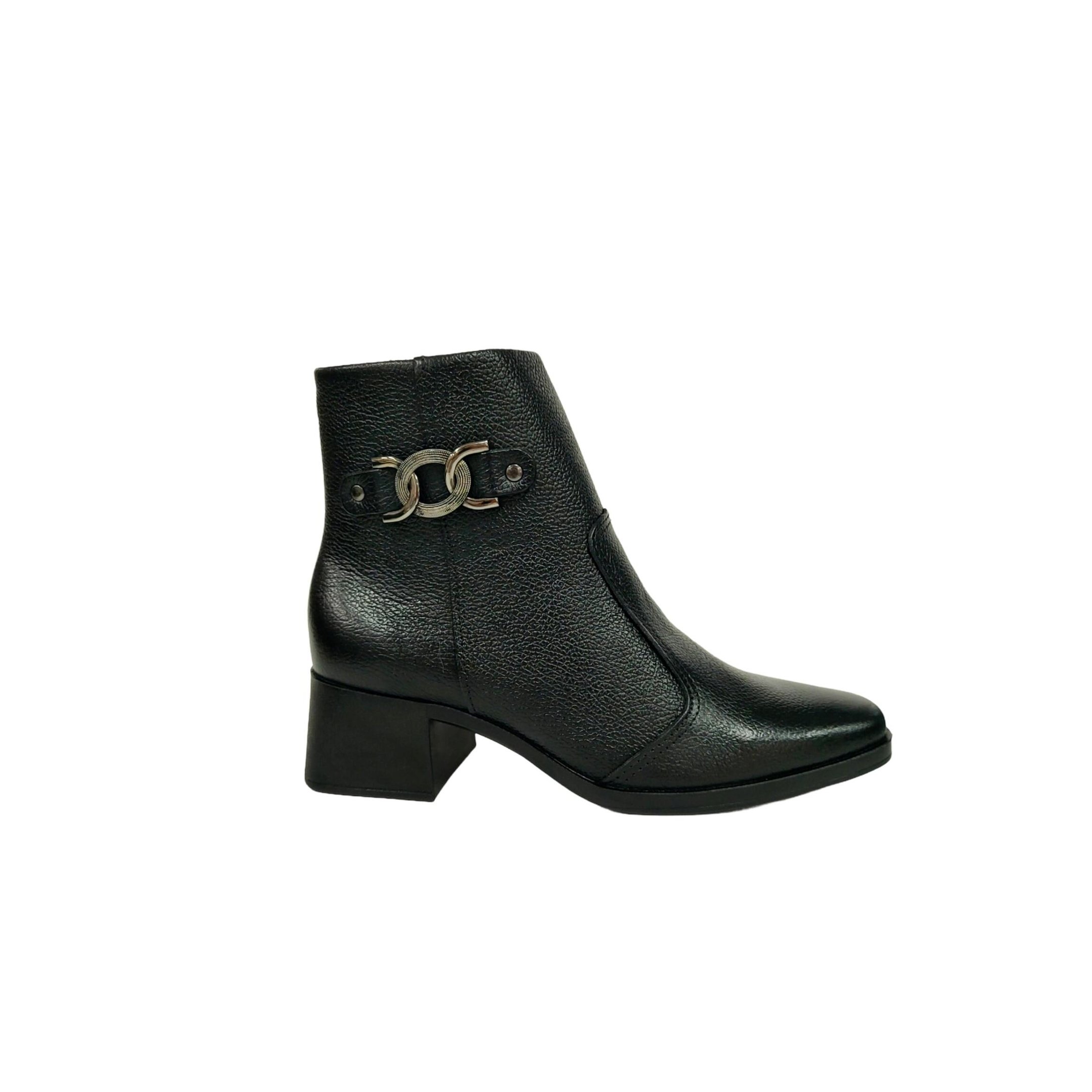 Pegada Bota Cano Curto em Couro Salto 5 cm Ref. 282307