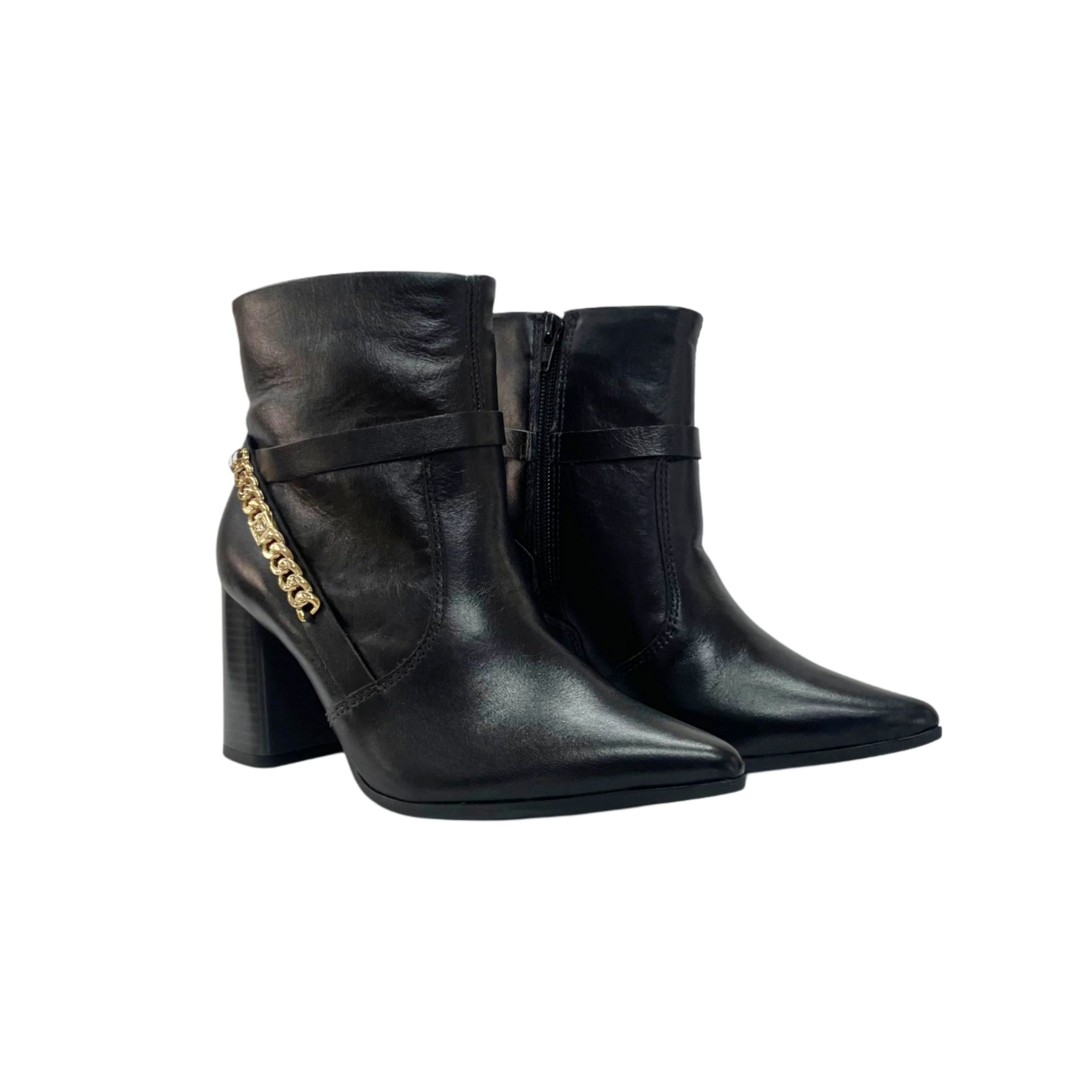 Ramarim Bota Cano Curto Em Couro Salto 9 Cm Ref. 2568101 Preto 5