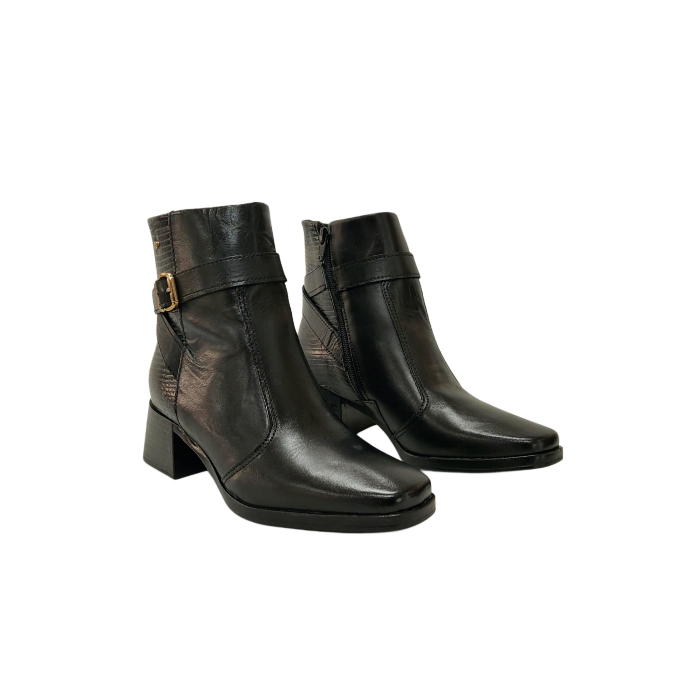 Pegada Bota Cano Curto Com Detalhe Salto 5 Cm Ref. 282353 Preto 5