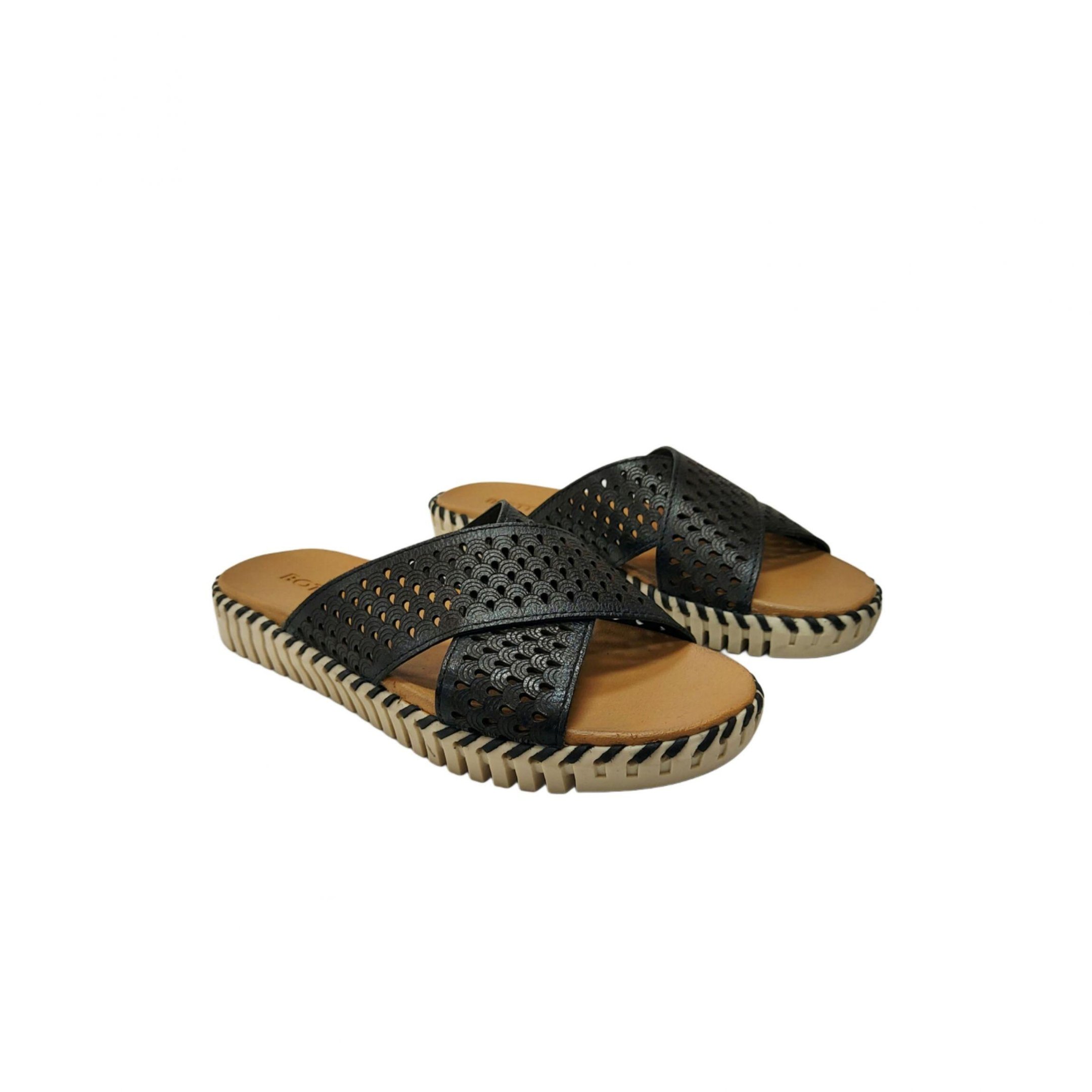 Bottero Chinelo Feminino em Couro Tira Cruzada Ref. 367802 Preto 2