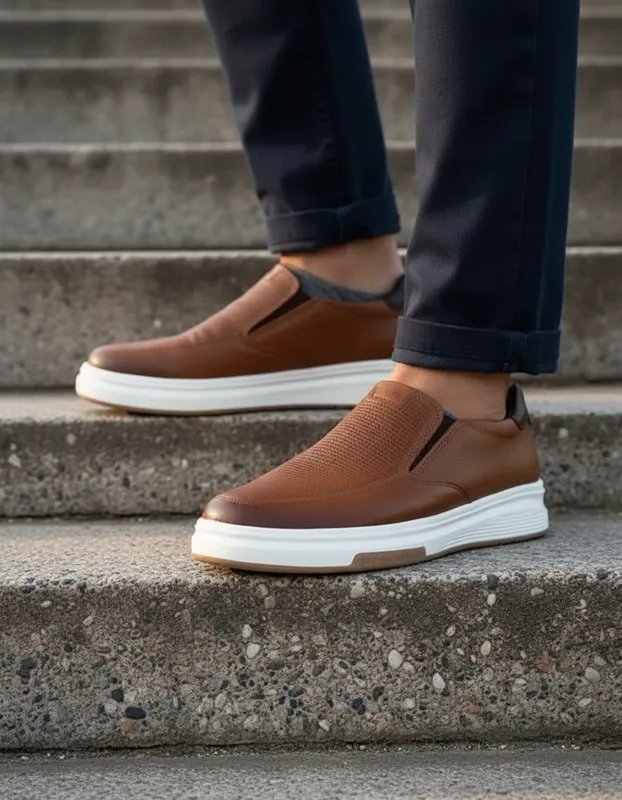 Pegada Sapatenis Slip On Masculino em Couro Ref. 112303 Marrom 2
