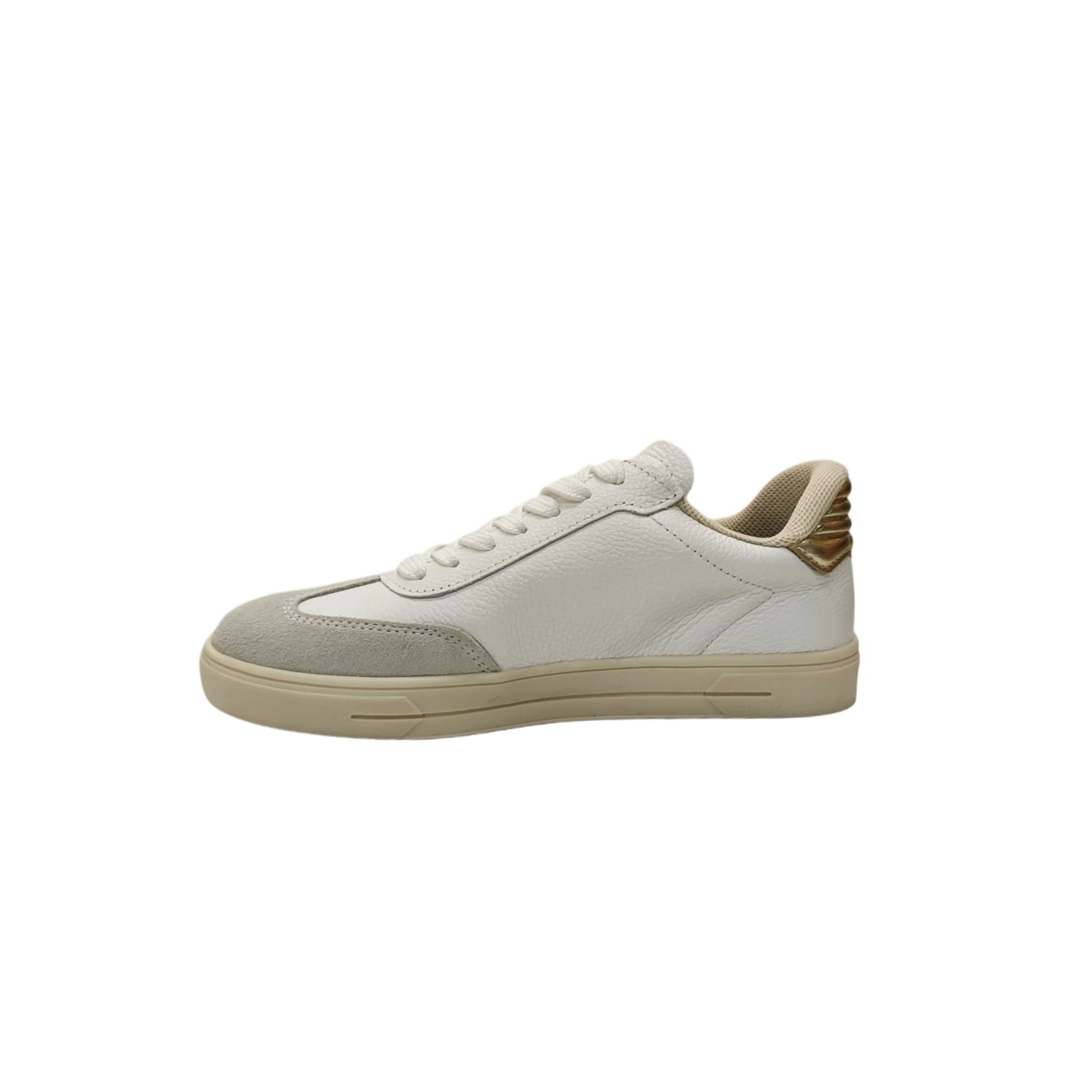Pegada Tenis Casual Feminino Street em Couro Ref. 211154 Branco/Ouro 3