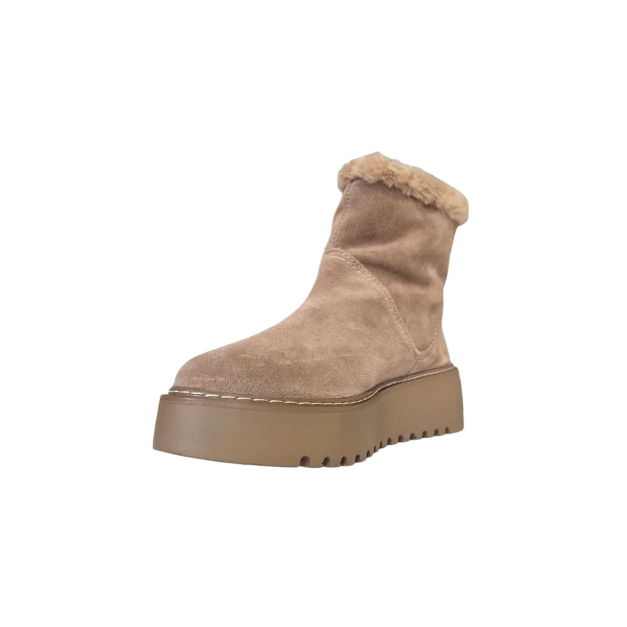 Bottero Bota Plataforma Cano Curto em Couro Forrada Ref. 379201 Bege 2