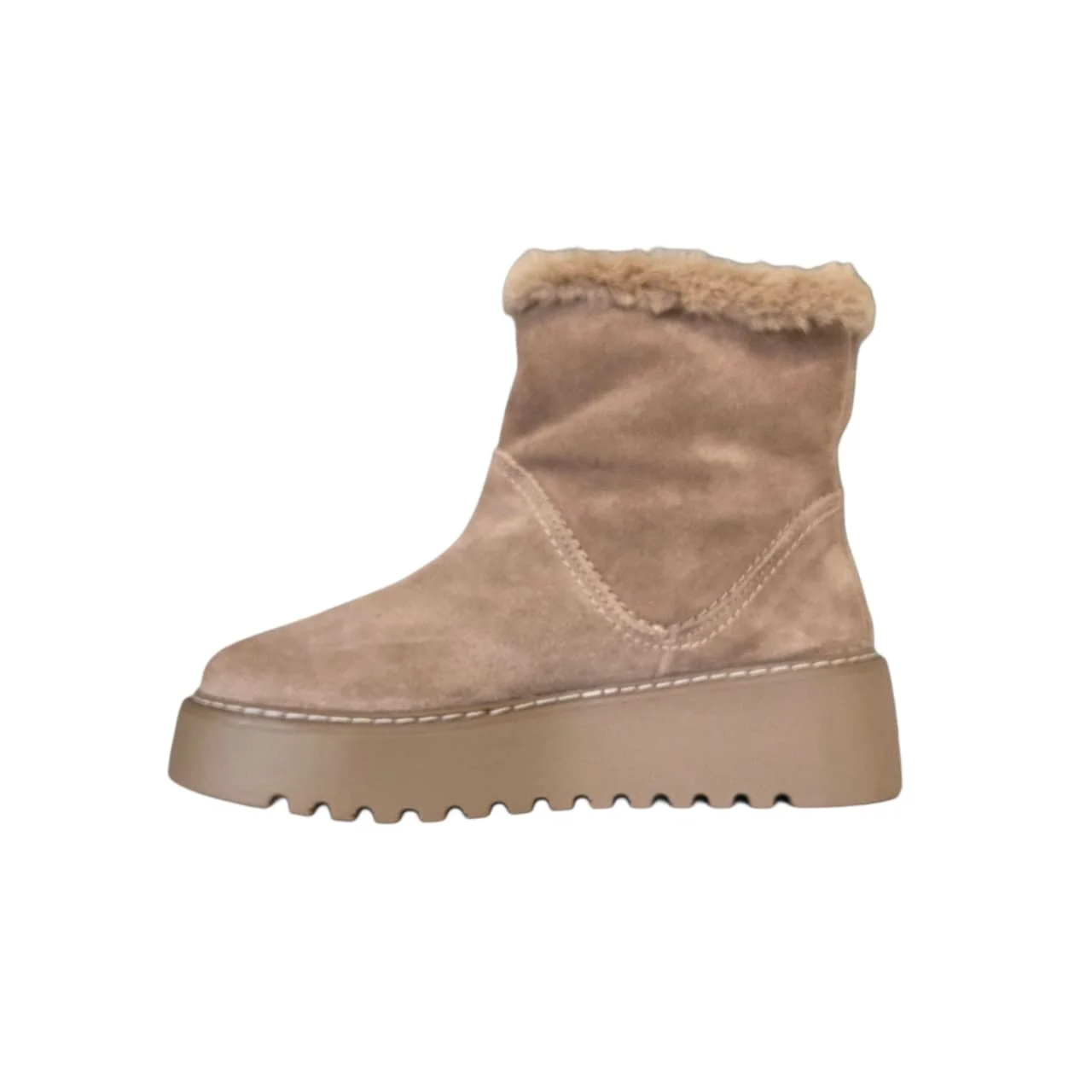 Bottero Bota Plataforma Cano Curto em Couro Forrada Ref. 379201 Bege 3