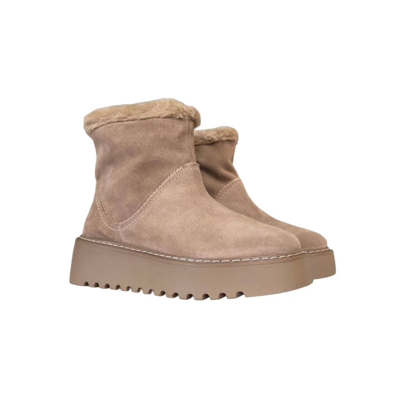 Bottero Bota Plataforma Cano Curto em Couro Forrada Ref. 379201 Bege 5