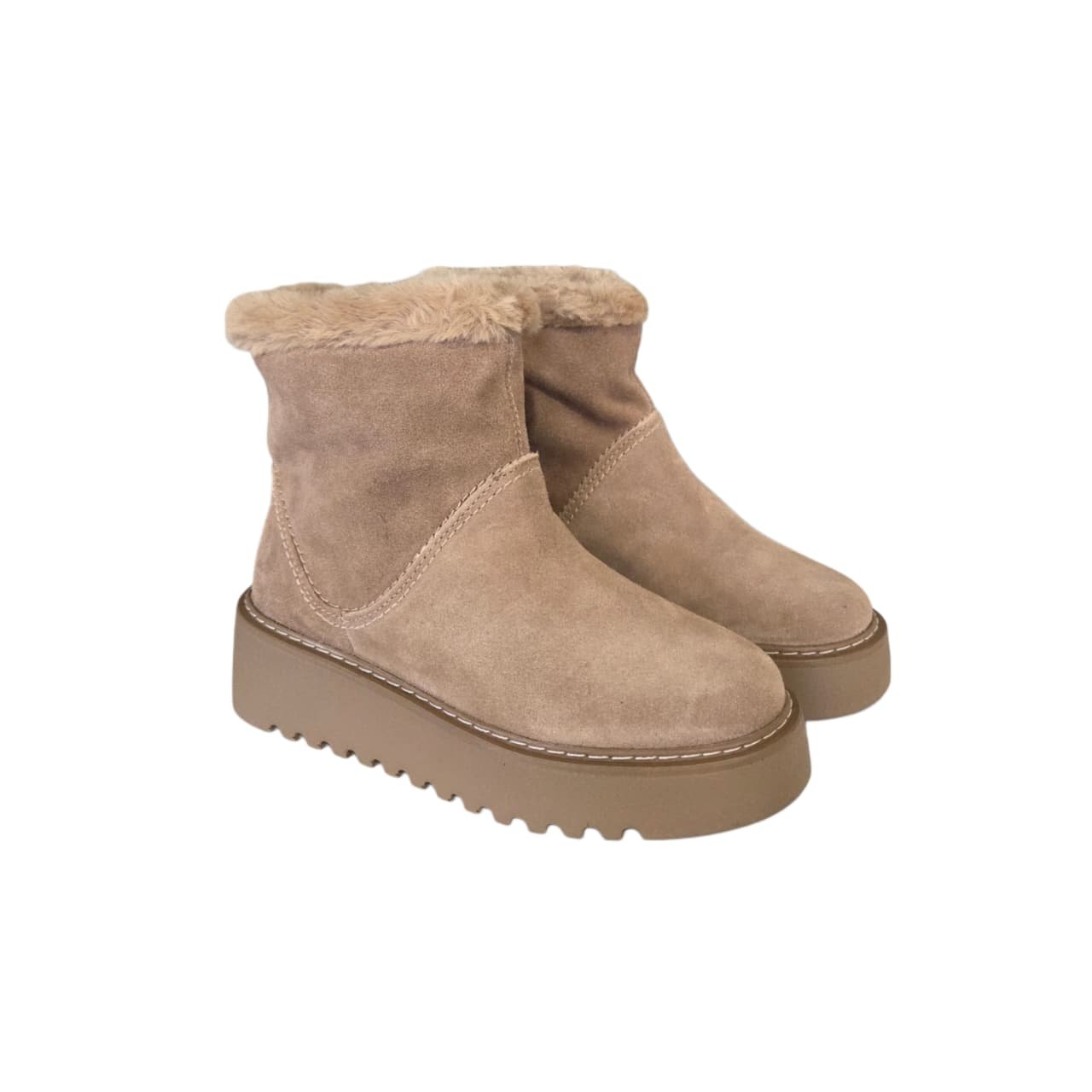 Bottero Bota Plataforma Cano Curto em Couro Forrada Ref. 379201 Bege 6